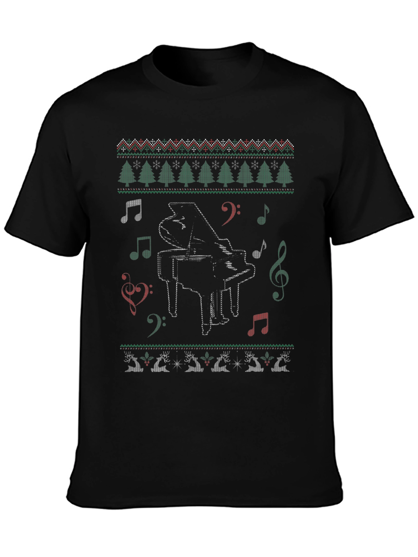 Piano Christmas Holiday Ugly Sweater T-Shirt