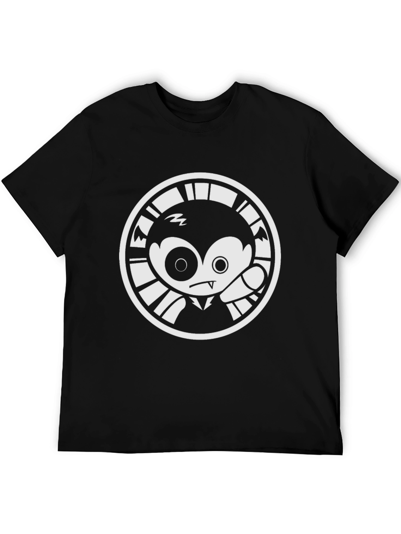 Cartoon Vampire Graphic Tee - Unisex Black T-Shirt