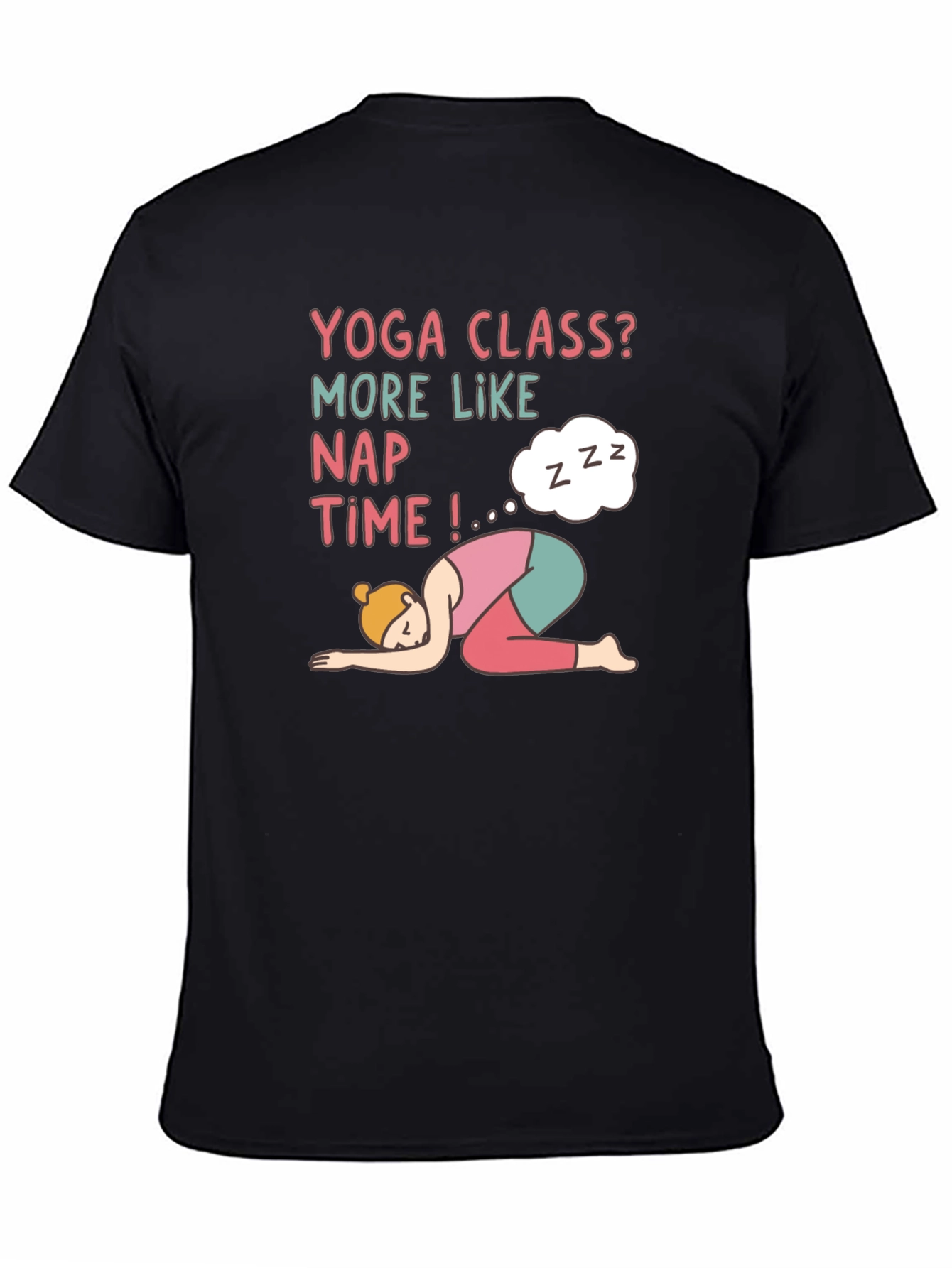Yoga Class Nap Time Black T-Shirt