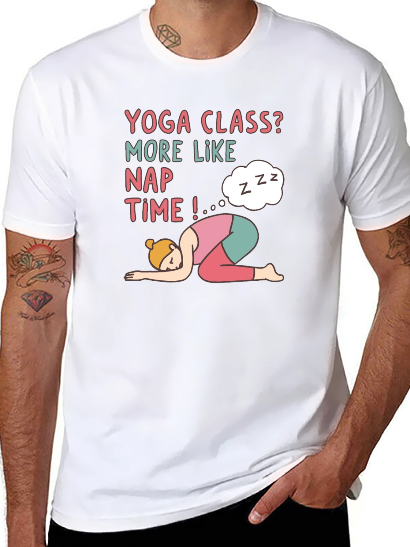 Yoga Class Nap Time Black T-Shirt