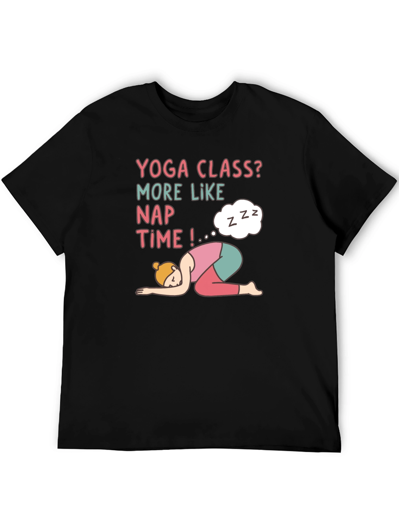 Yoga Class Nap Time Black T-Shirt