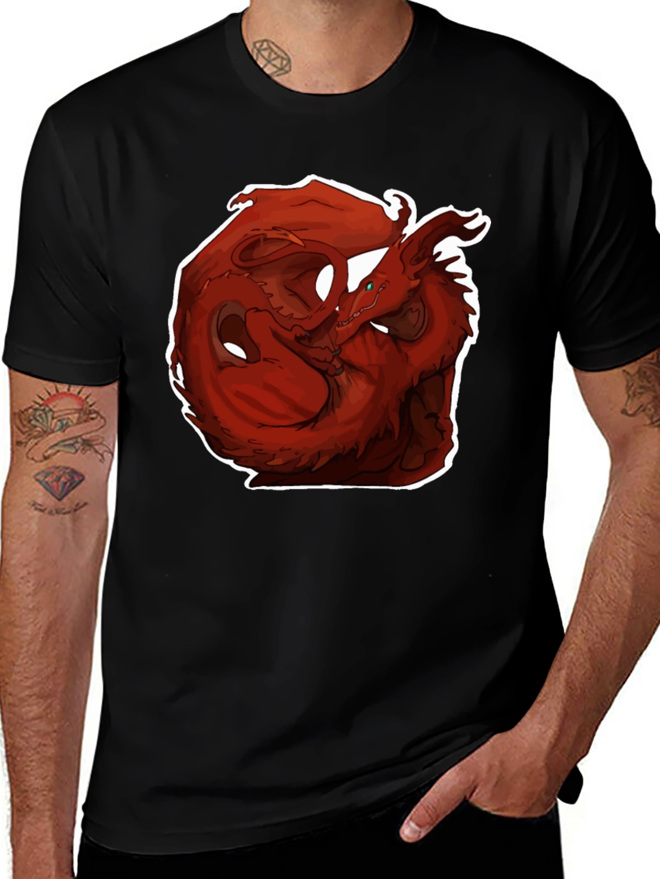 Red Dragon Graphic Black T-Shirt