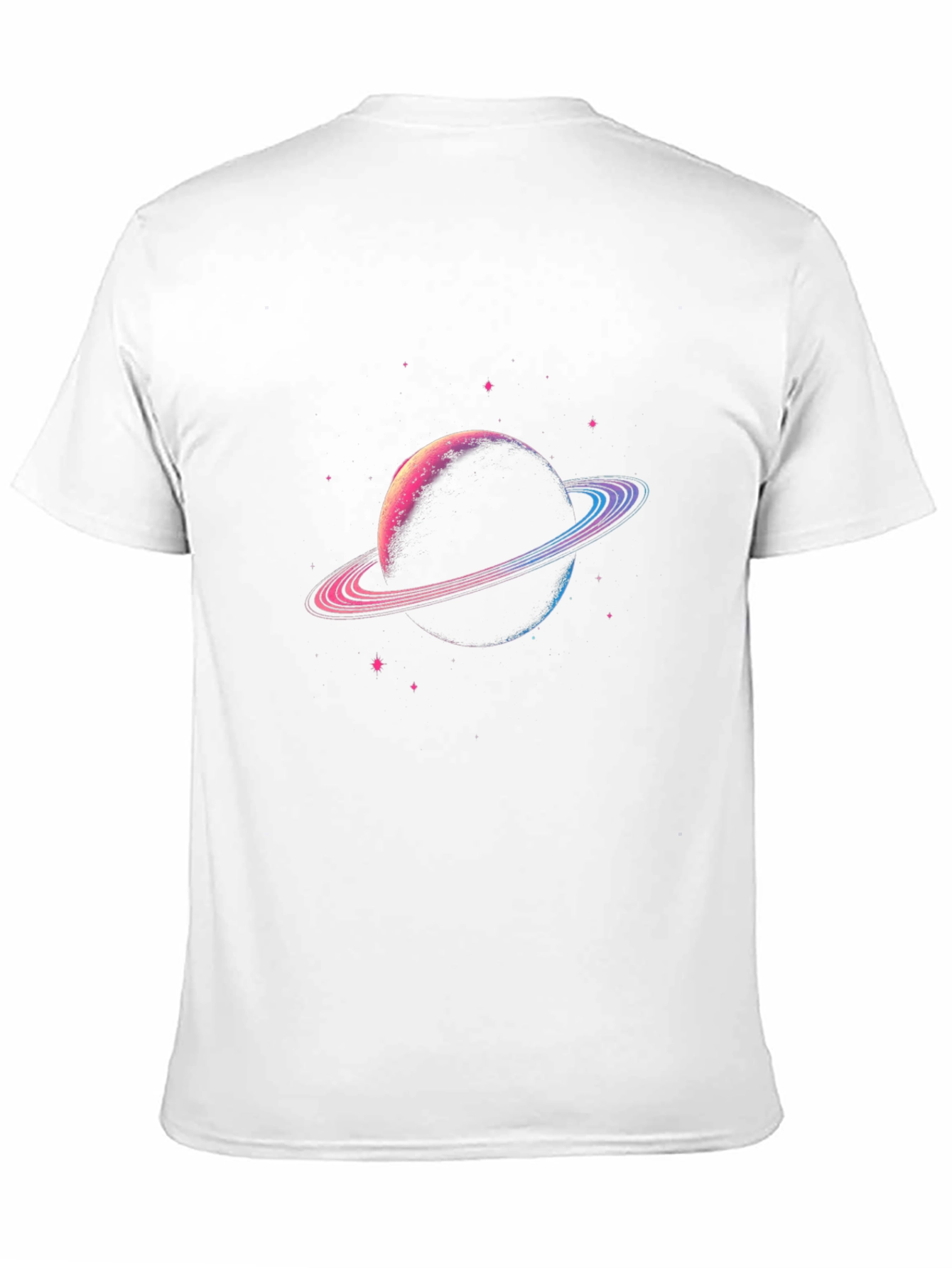 Planet Saturn Graphic T-Shirt - Black Cotton Blend