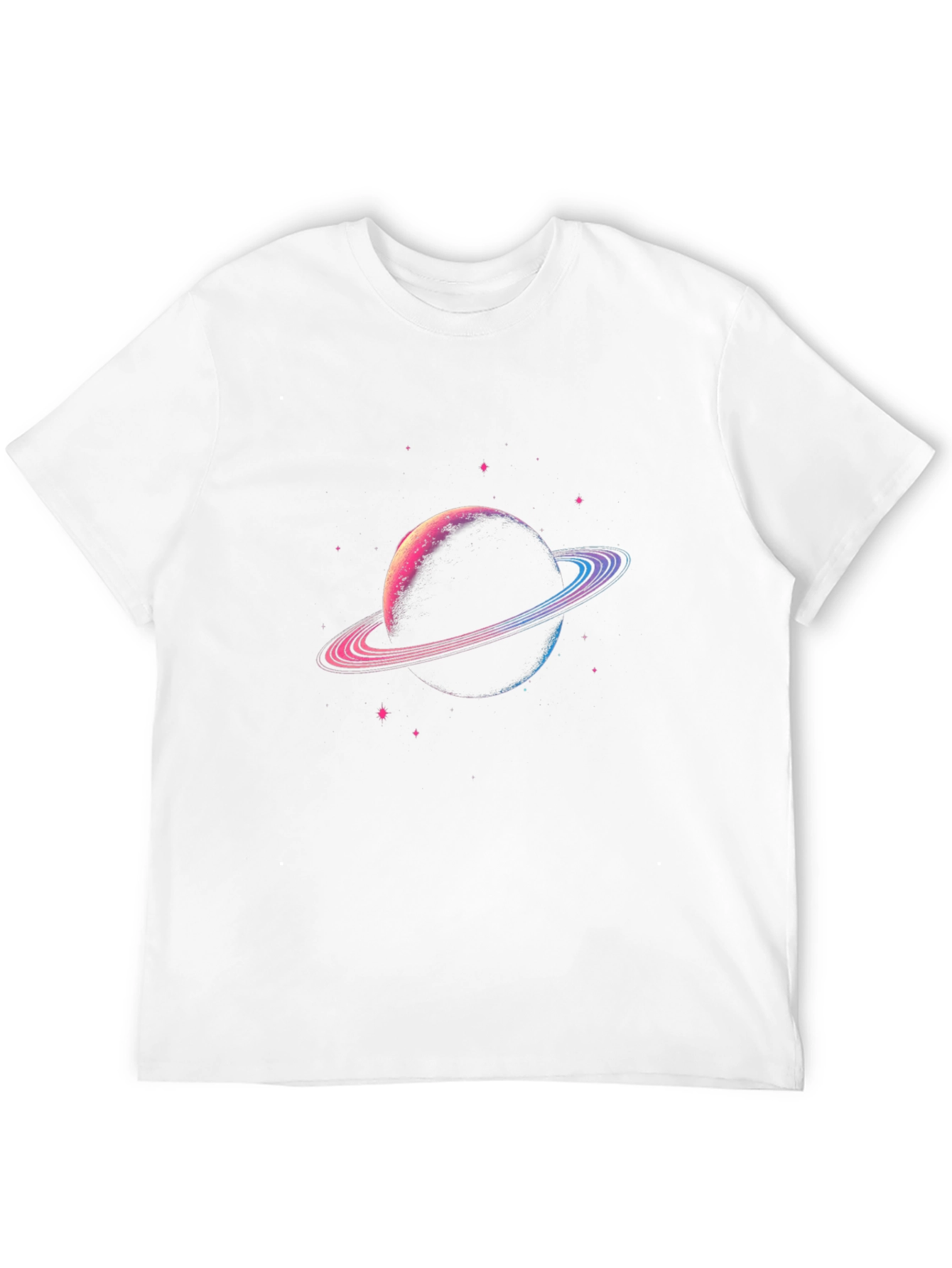 Planet Saturn Graphic T-Shirt - Black Cotton Blend