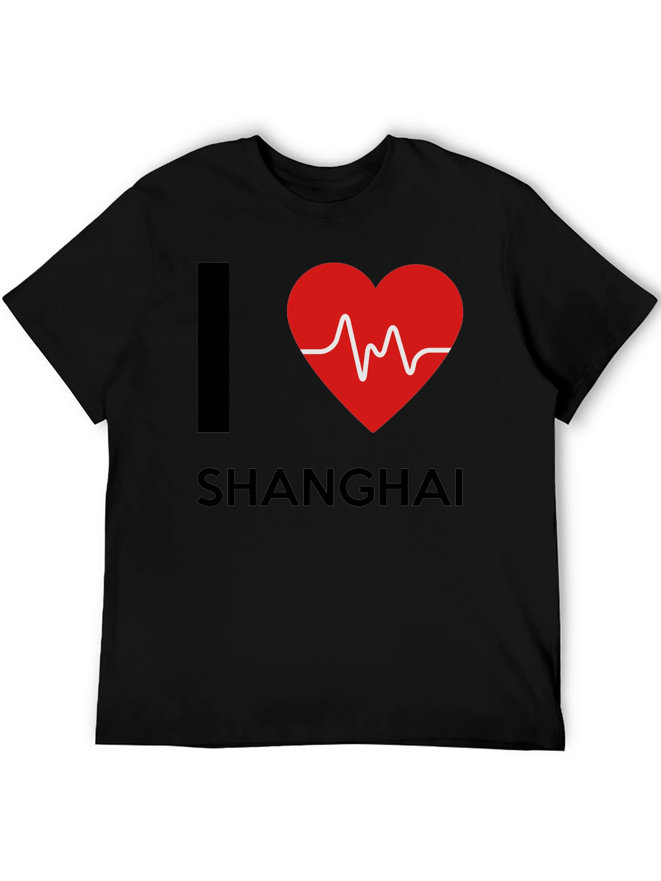 I Love Shanghai Graphic Tee - Unique Heartbeat Design