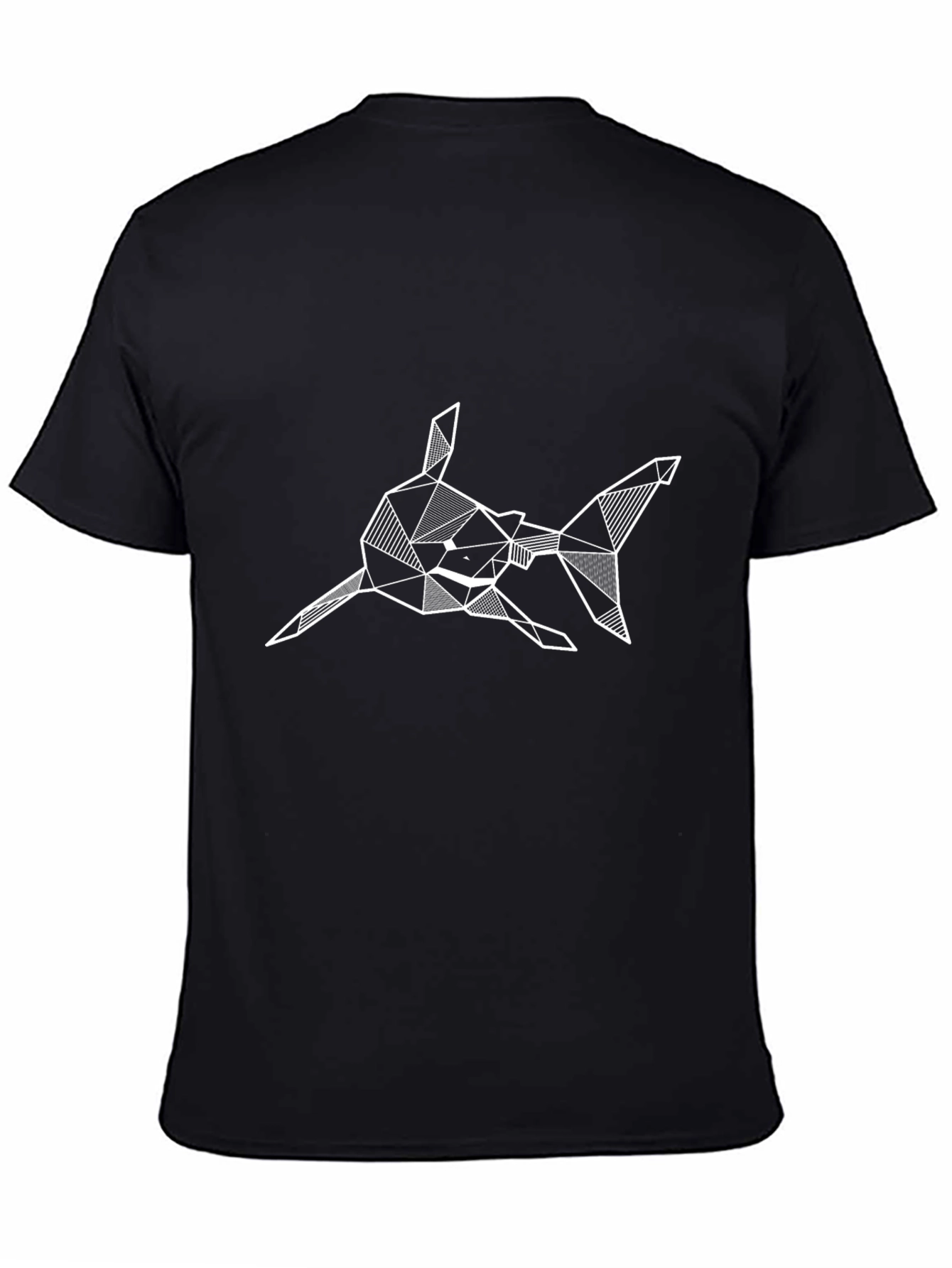 Geometric Shark Graphic Print Black T-Shirt