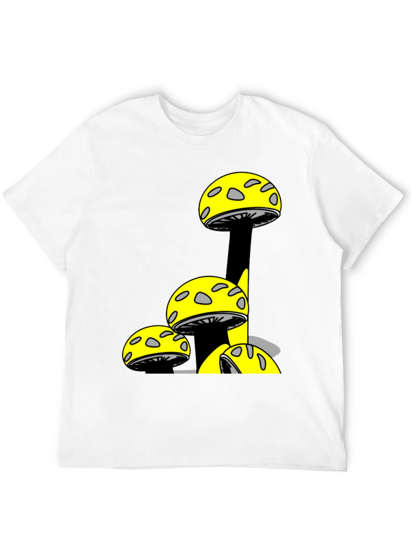 Mushroom Print Black T-Shirt - Fun Graphic Tee