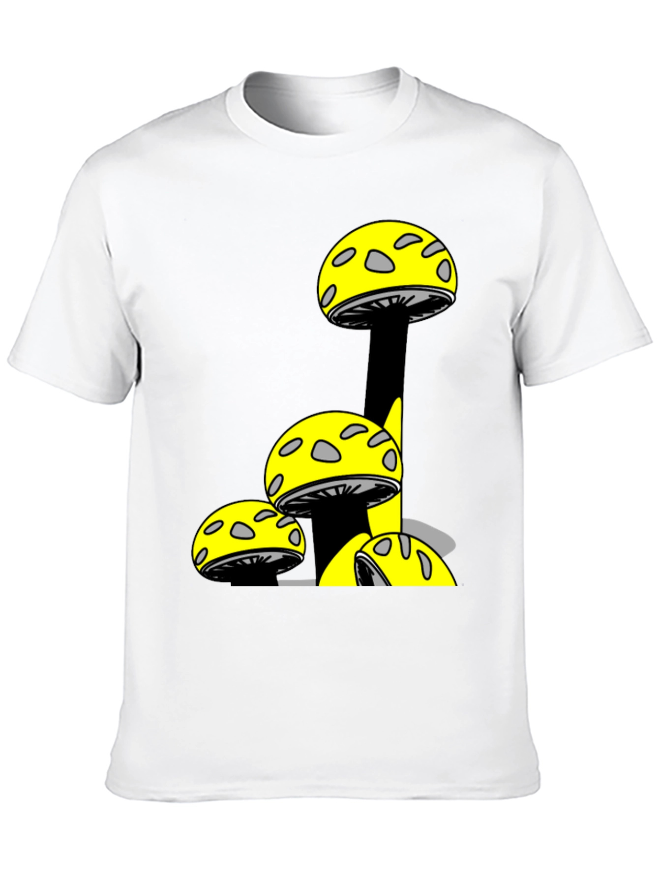 Mushroom Print Black T-Shirt - Fun Graphic Tee
