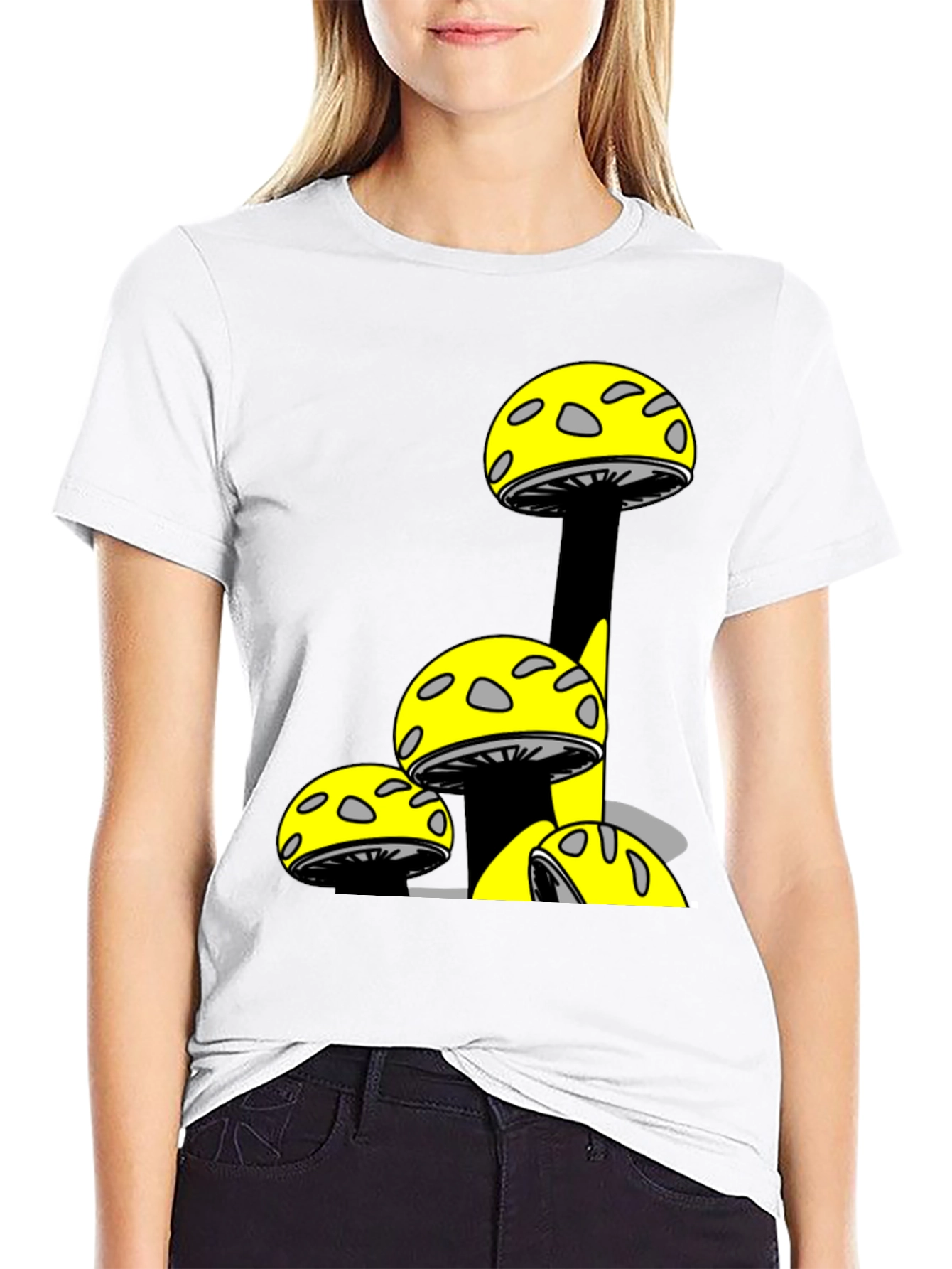 Mushroom Print Black T-Shirt - Fun Graphic Tee