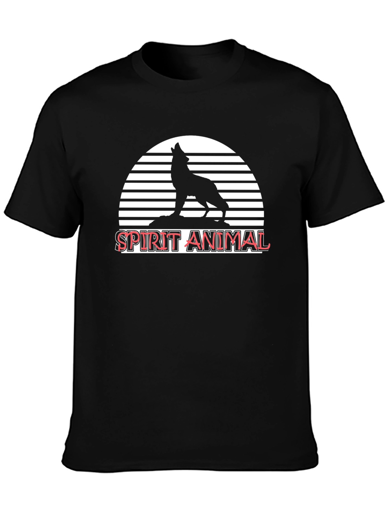 Spirit Animal Wolf Graphic T-Shirt - Black