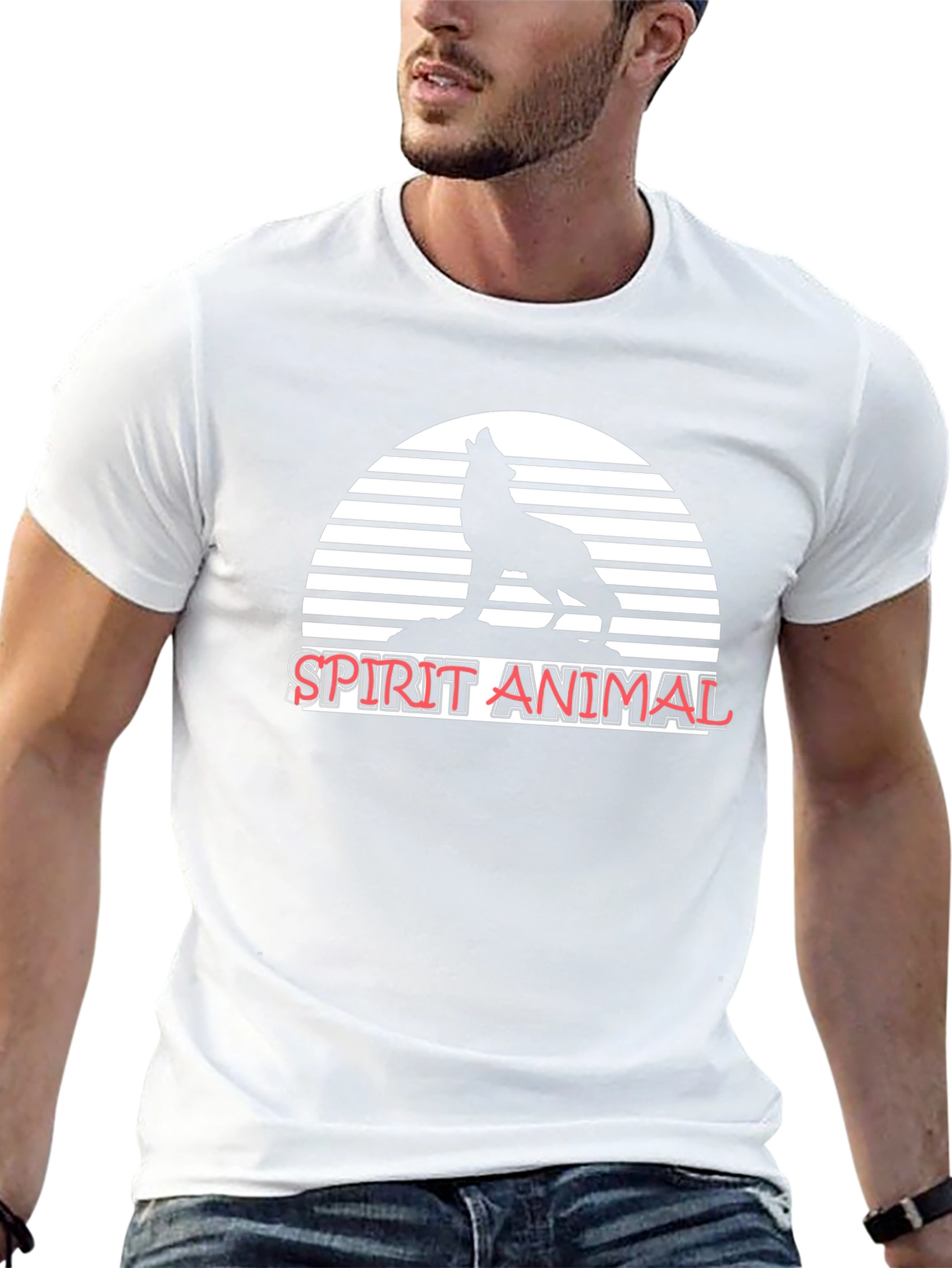 Spirit Animal Wolf Graphic T-Shirt - Black
