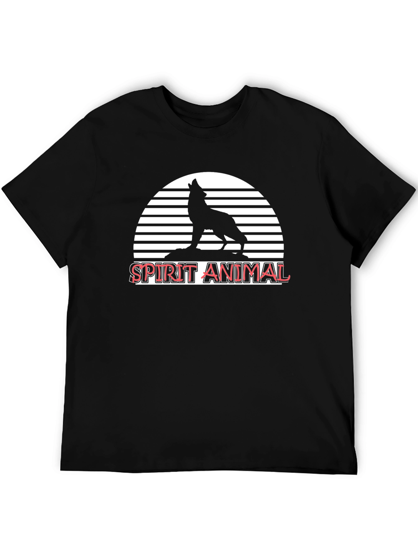 Spirit Animal Wolf Graphic T-Shirt - Black