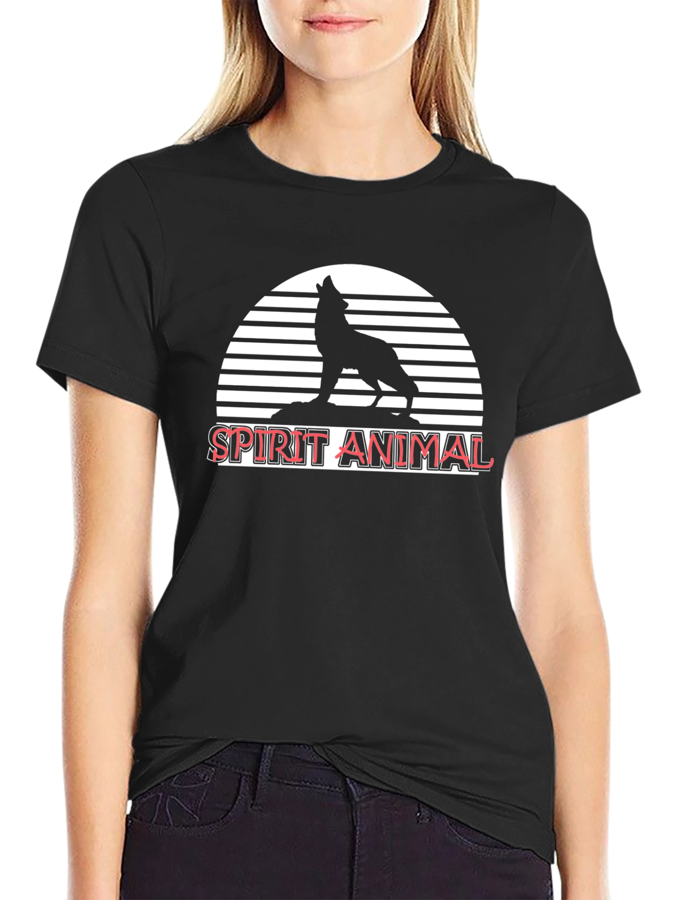 Spirit Animal Wolf Graphic T-Shirt - Black