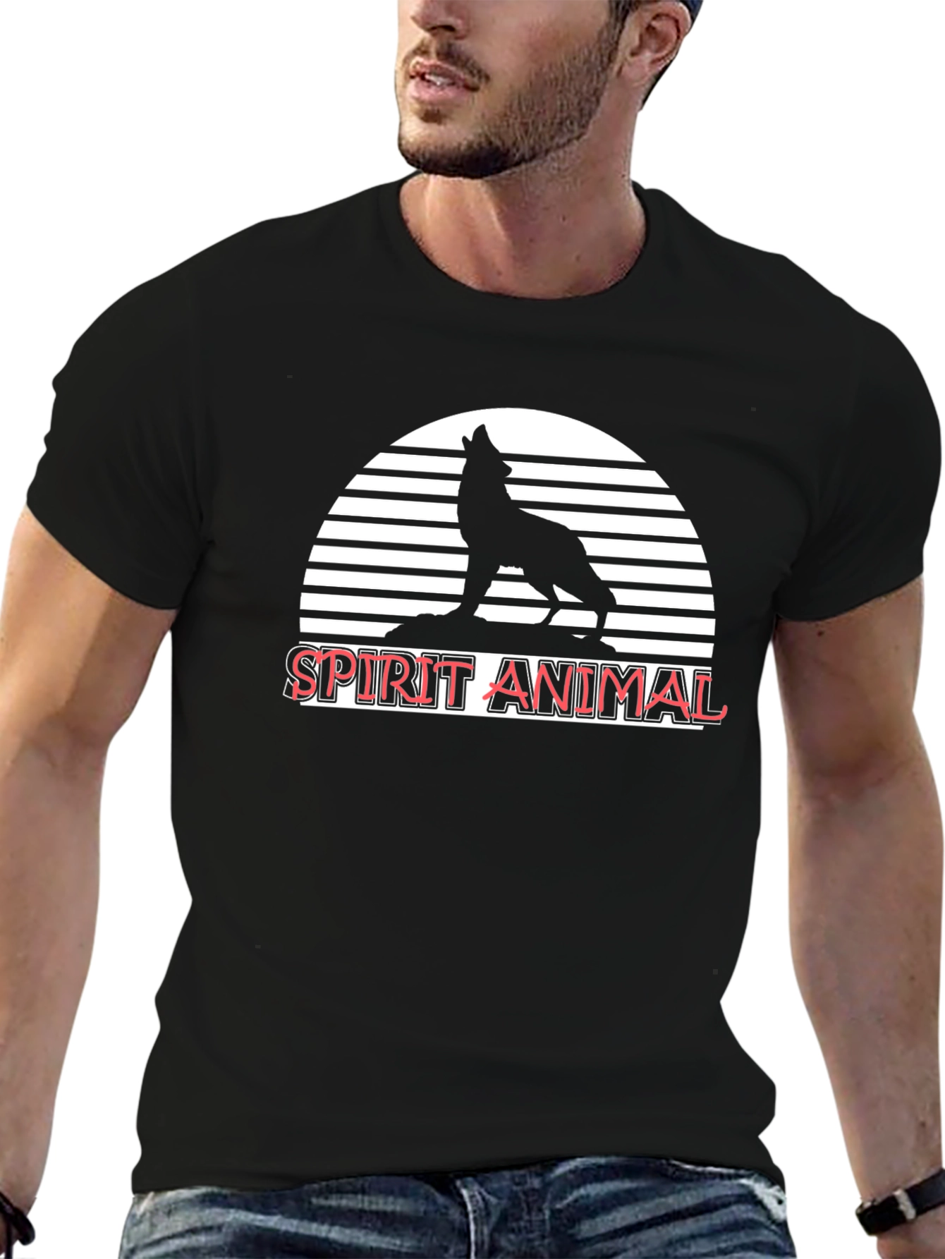 Spirit Animal Wolf Graphic T-Shirt - Black