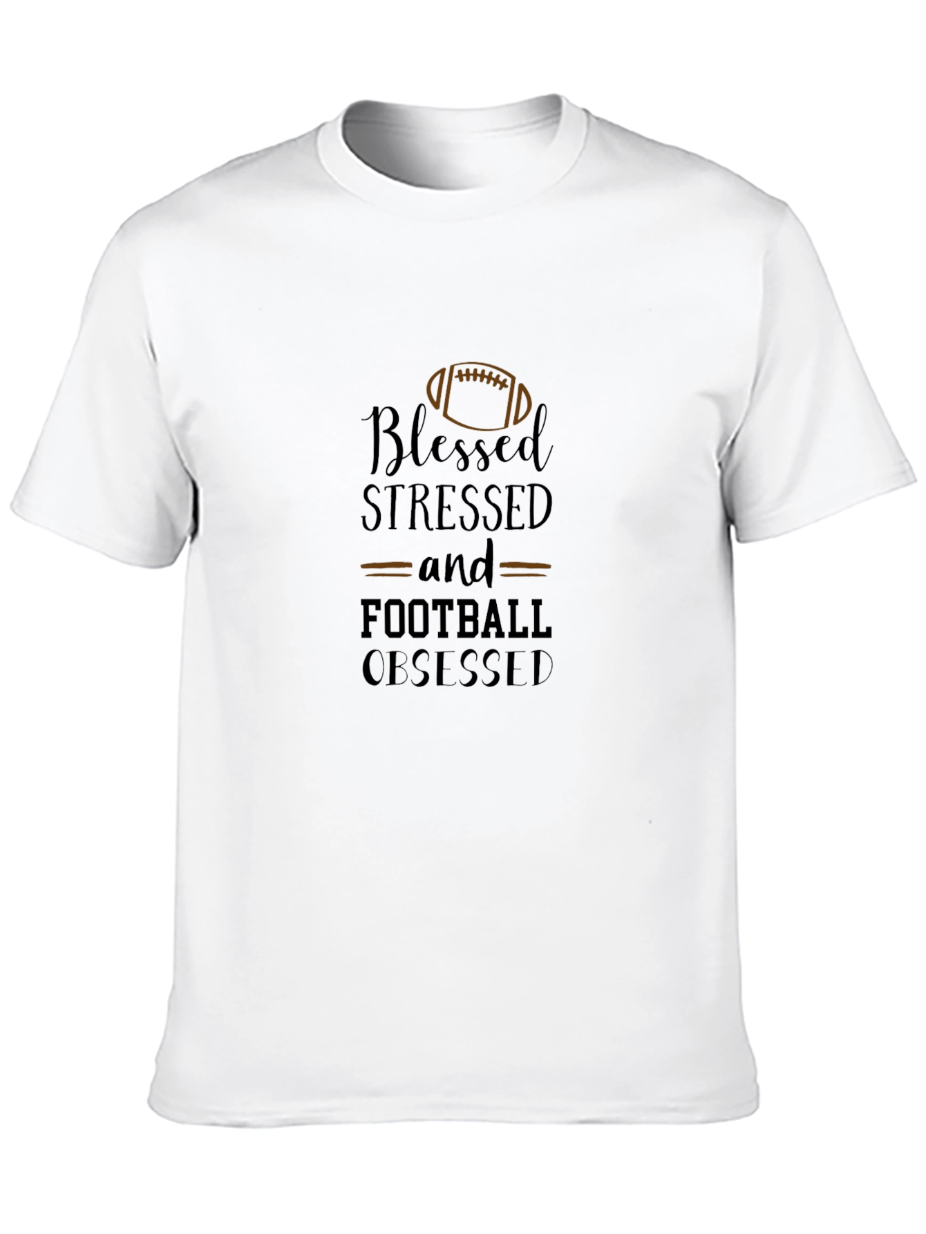 Blessed Stressed Football Obsessed Black T-Shirt