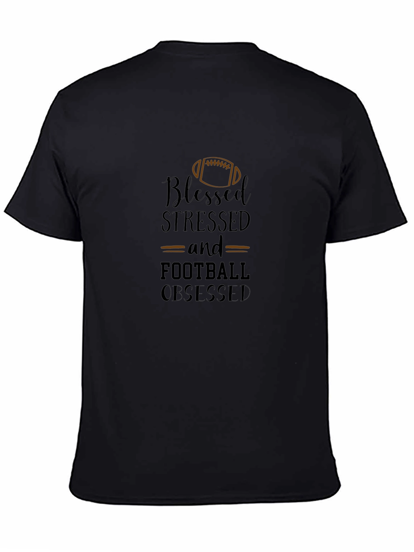 Blessed Stressed Football Obsessed Black T-Shirt