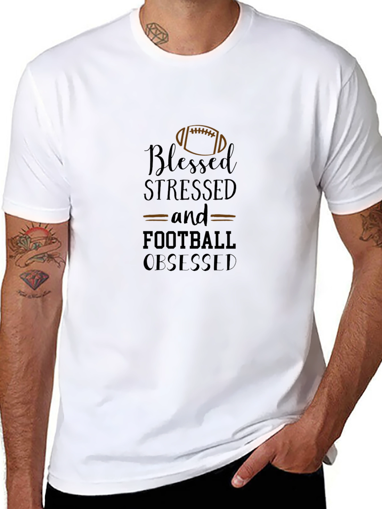 Blessed Stressed Football Obsessed Black T-Shirt