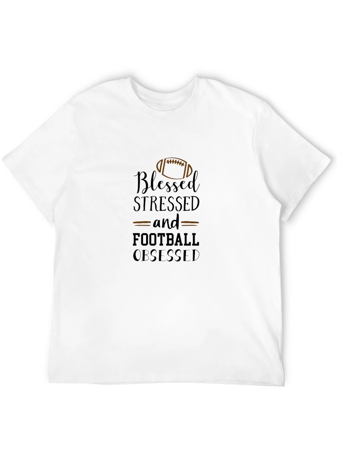 Blessed Stressed Football Obsessed Black T-Shirt