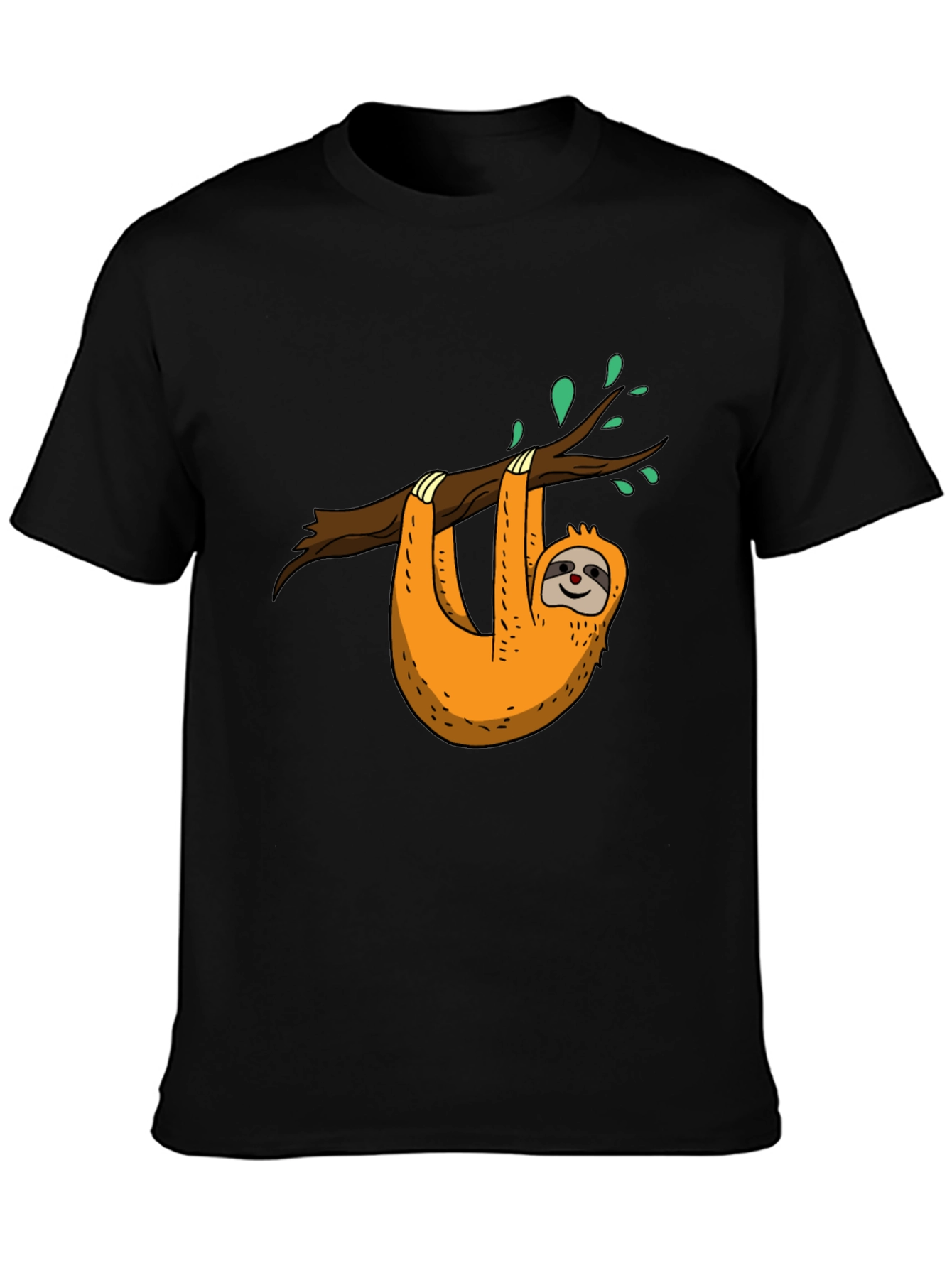 Sloth on Branch Graphic Black T-Shirt