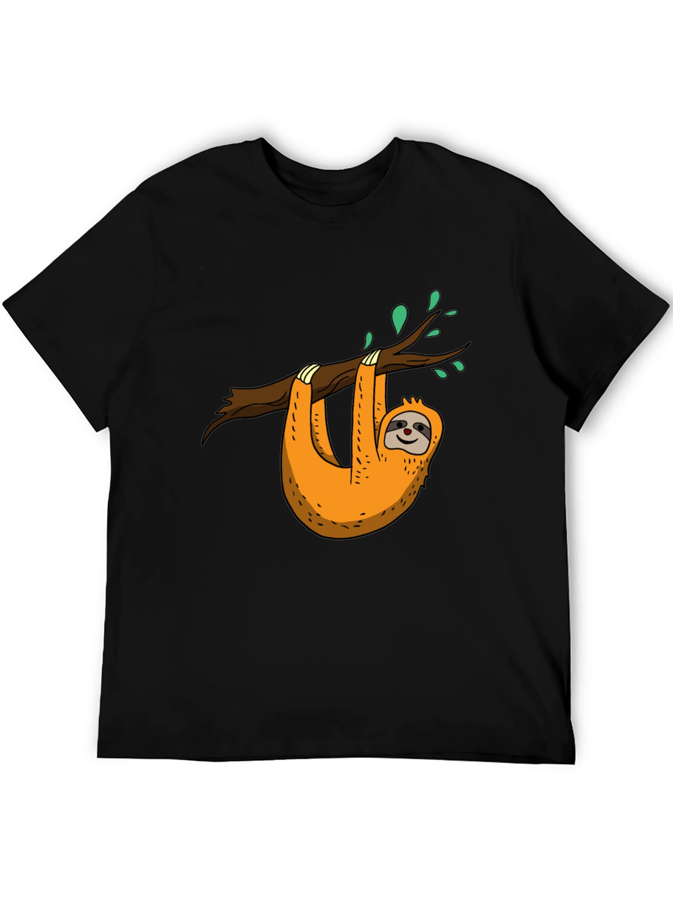 Sloth on Branch Graphic Black T-Shirt