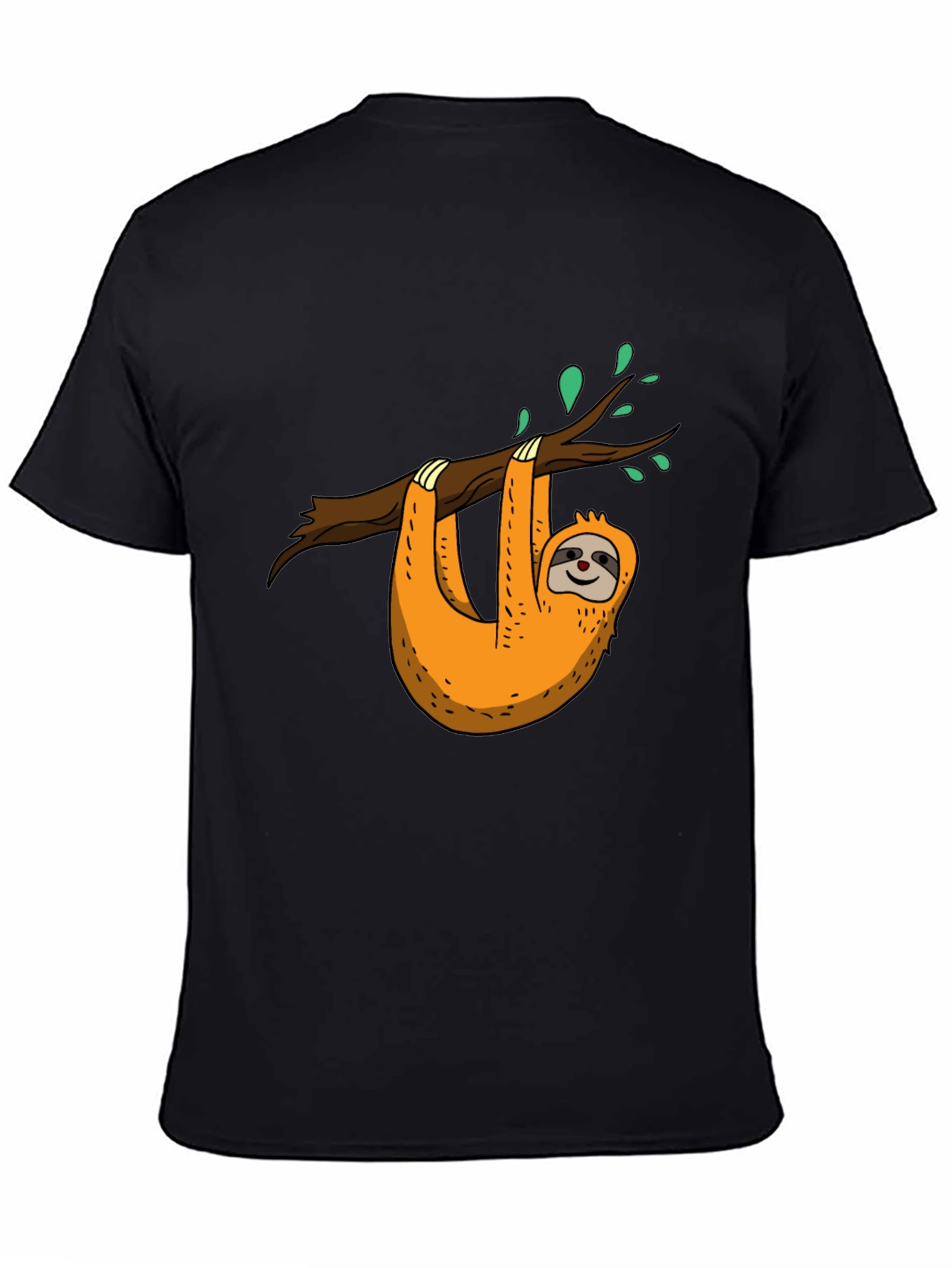 Sloth on Branch Graphic Black T-Shirt