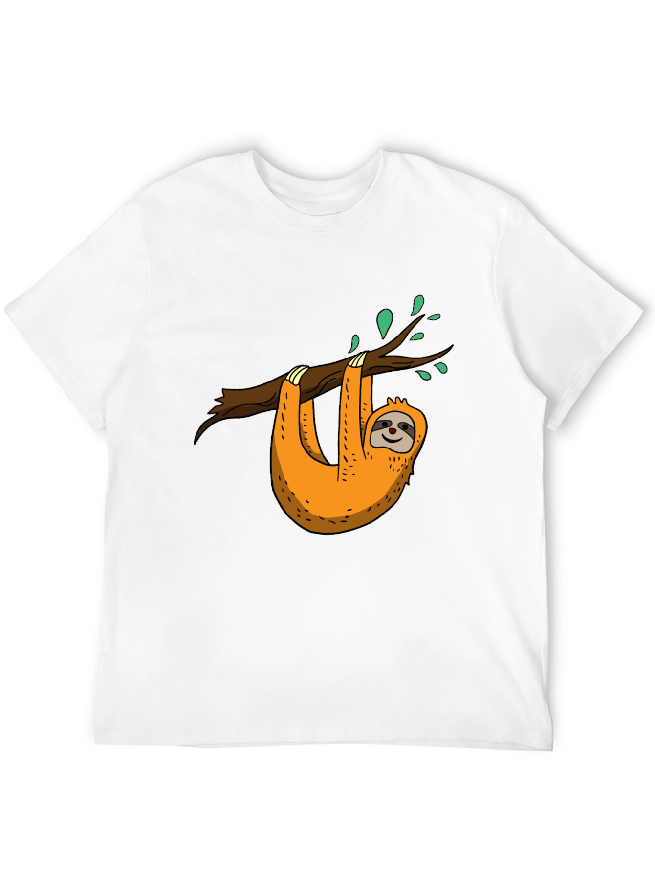Sloth on Branch Graphic Black T-Shirt