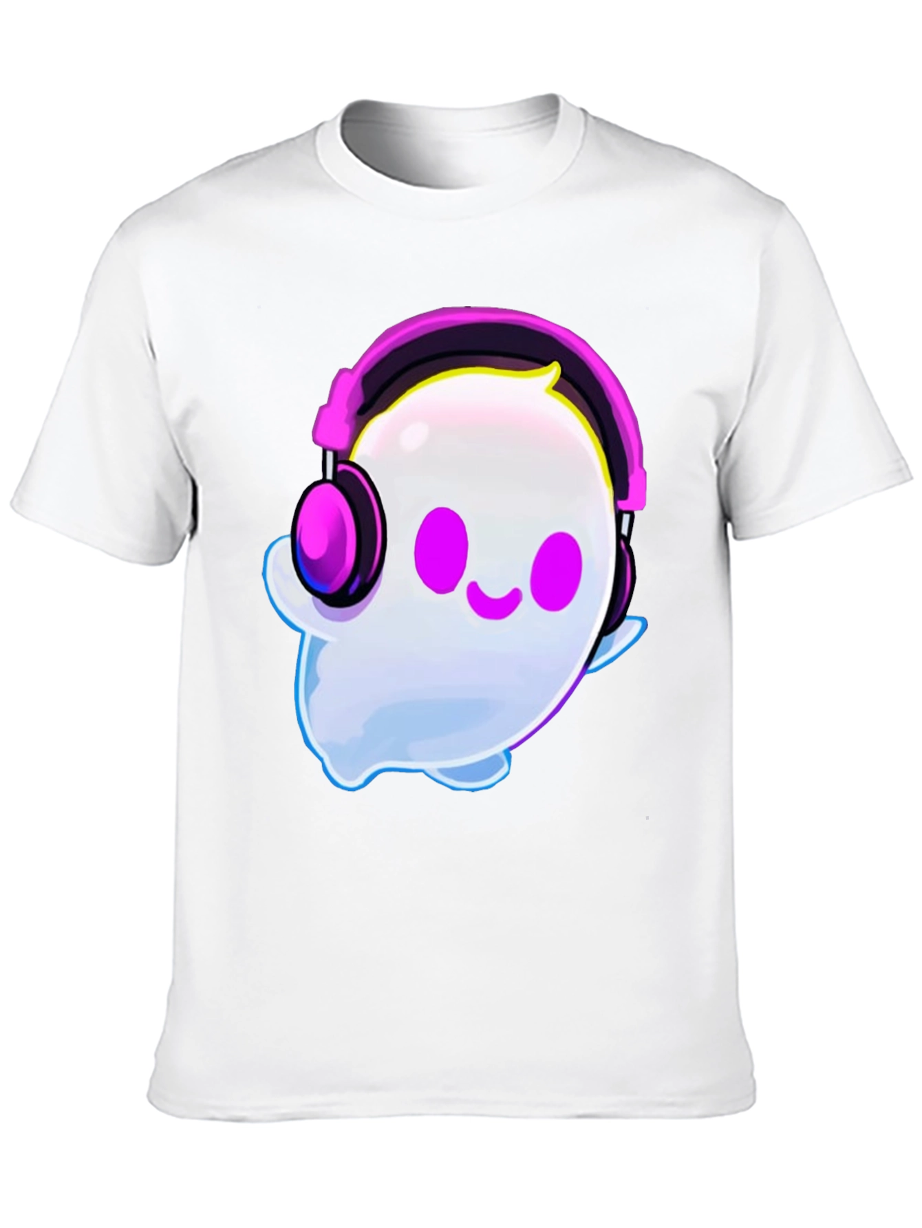 Cute Ghost with Headphones Graphic T-Shirt