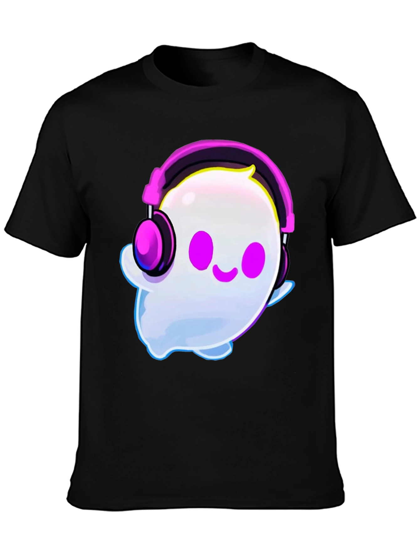 Cute Ghost with Headphones Graphic T-Shirt
