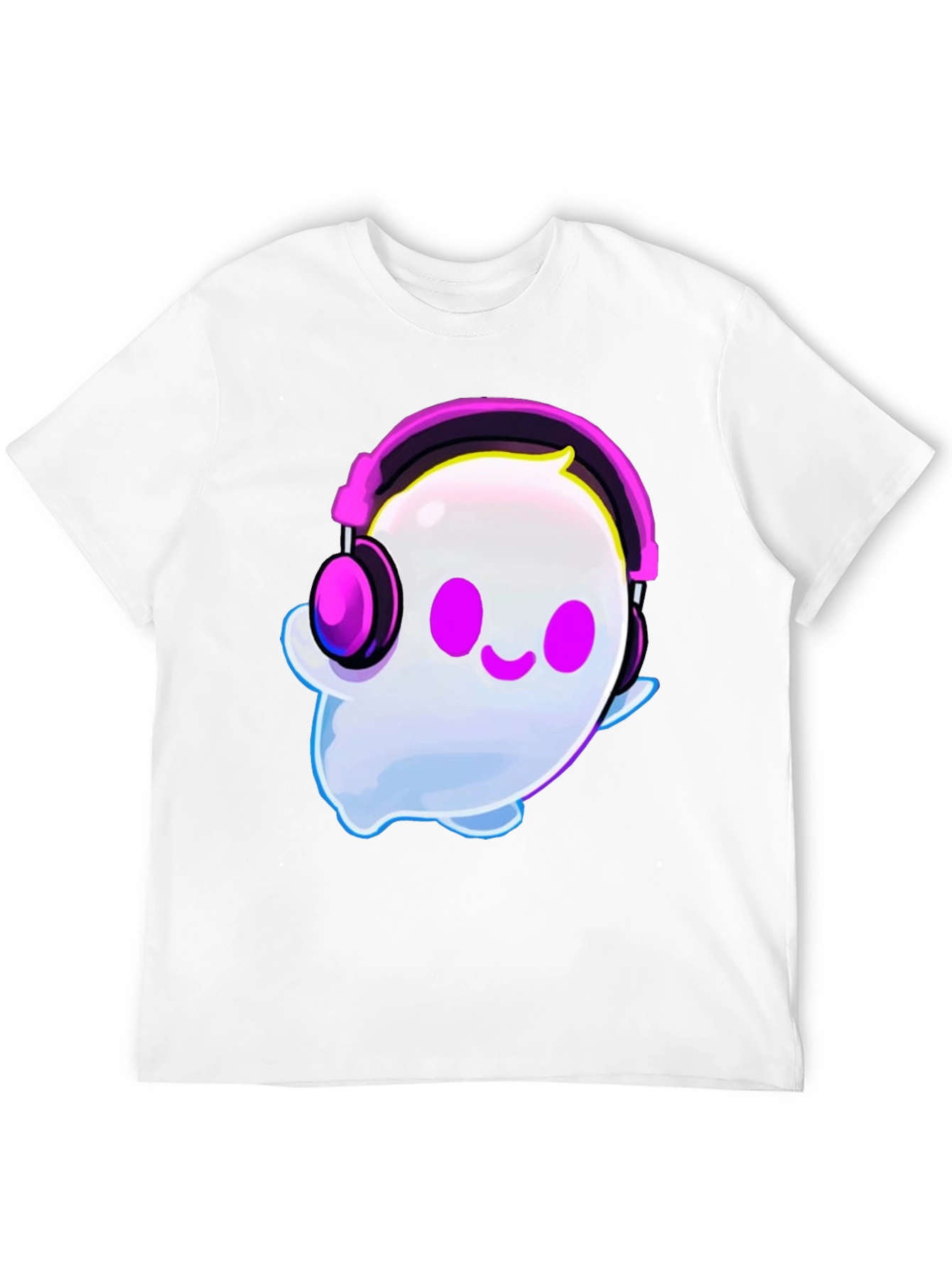 Cute Ghost with Headphones Graphic T-Shirt