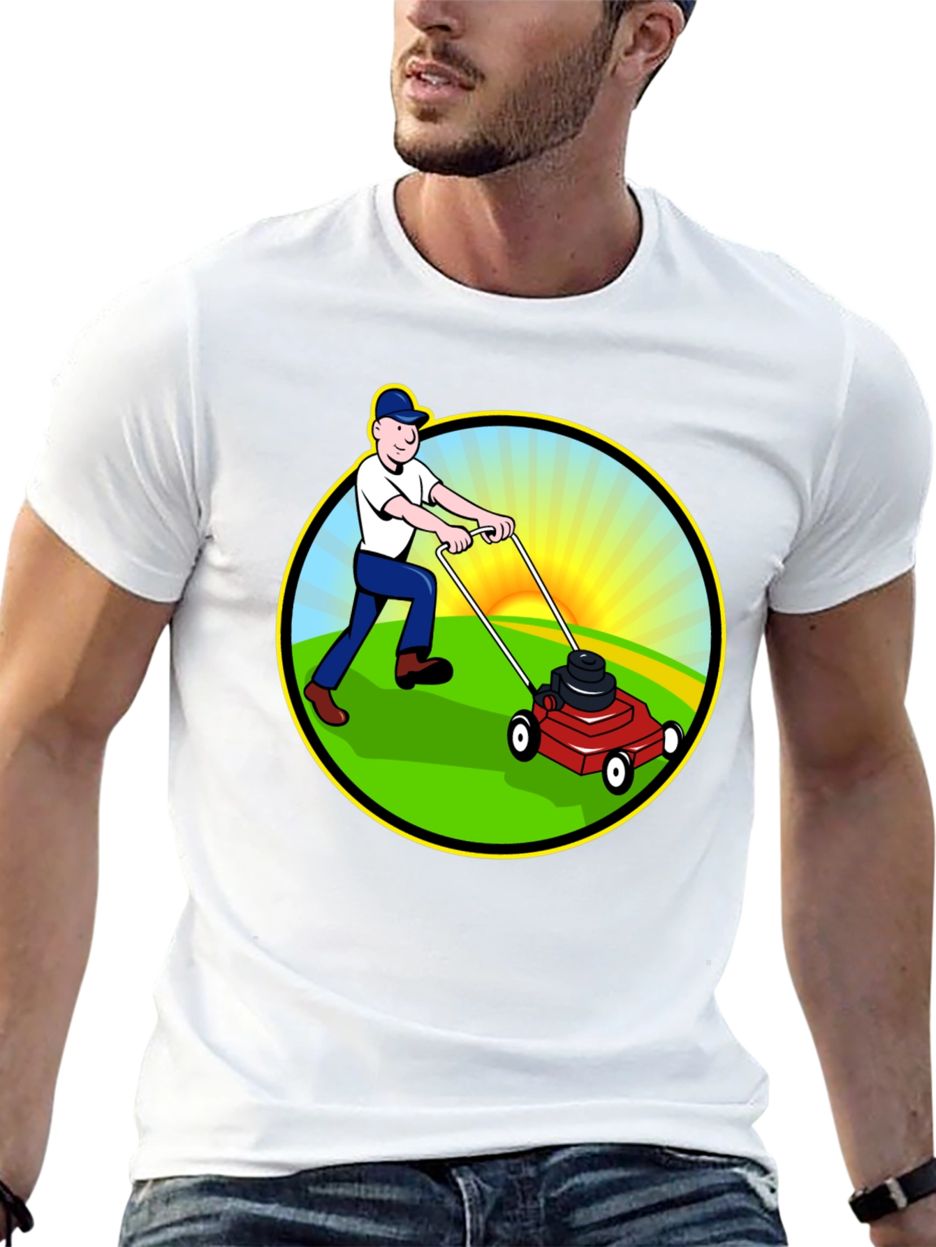 Lawn Mower T-Shirt - Cartoon Graphic