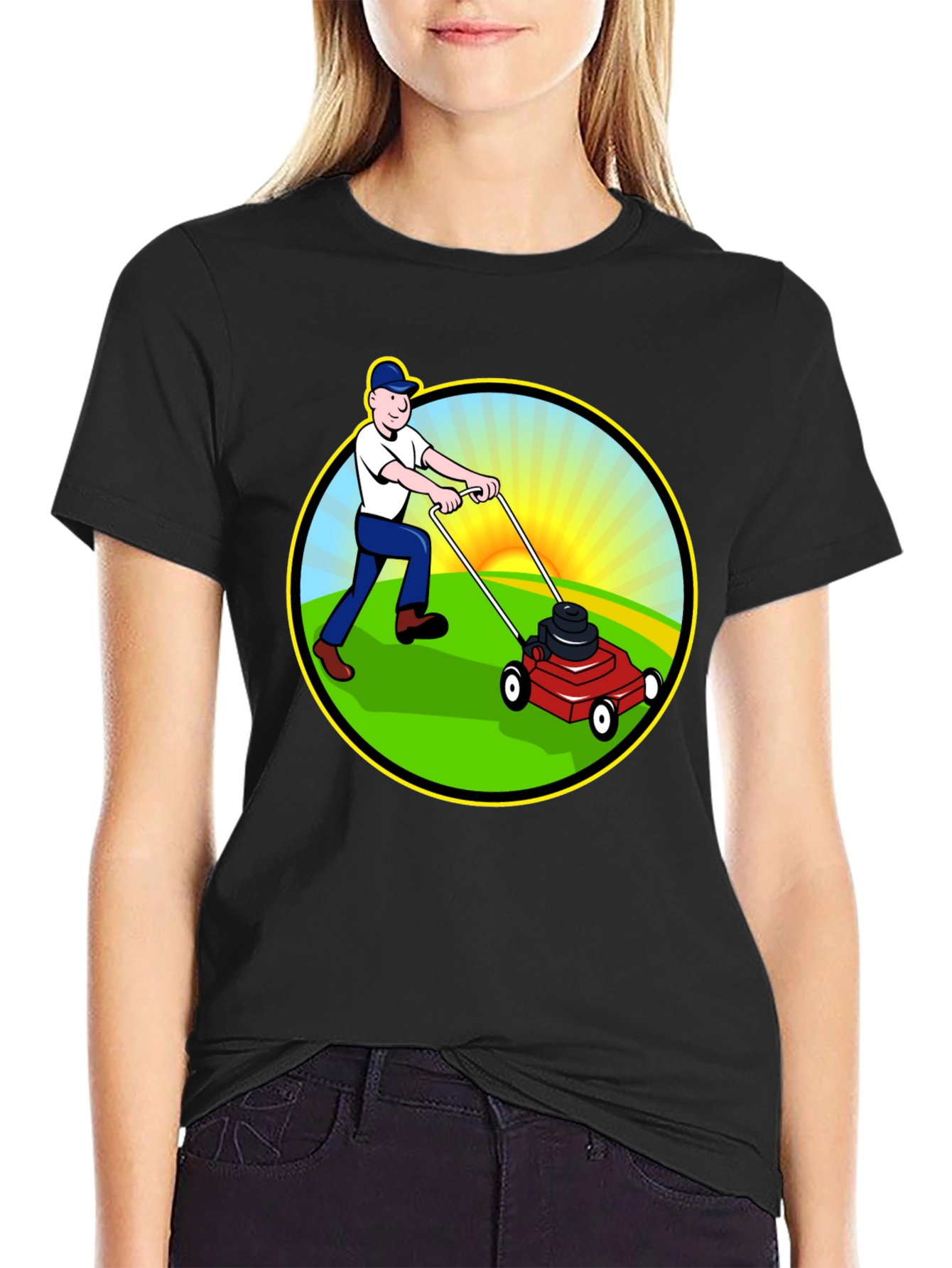 Lawn Mower T-Shirt - Cartoon Graphic