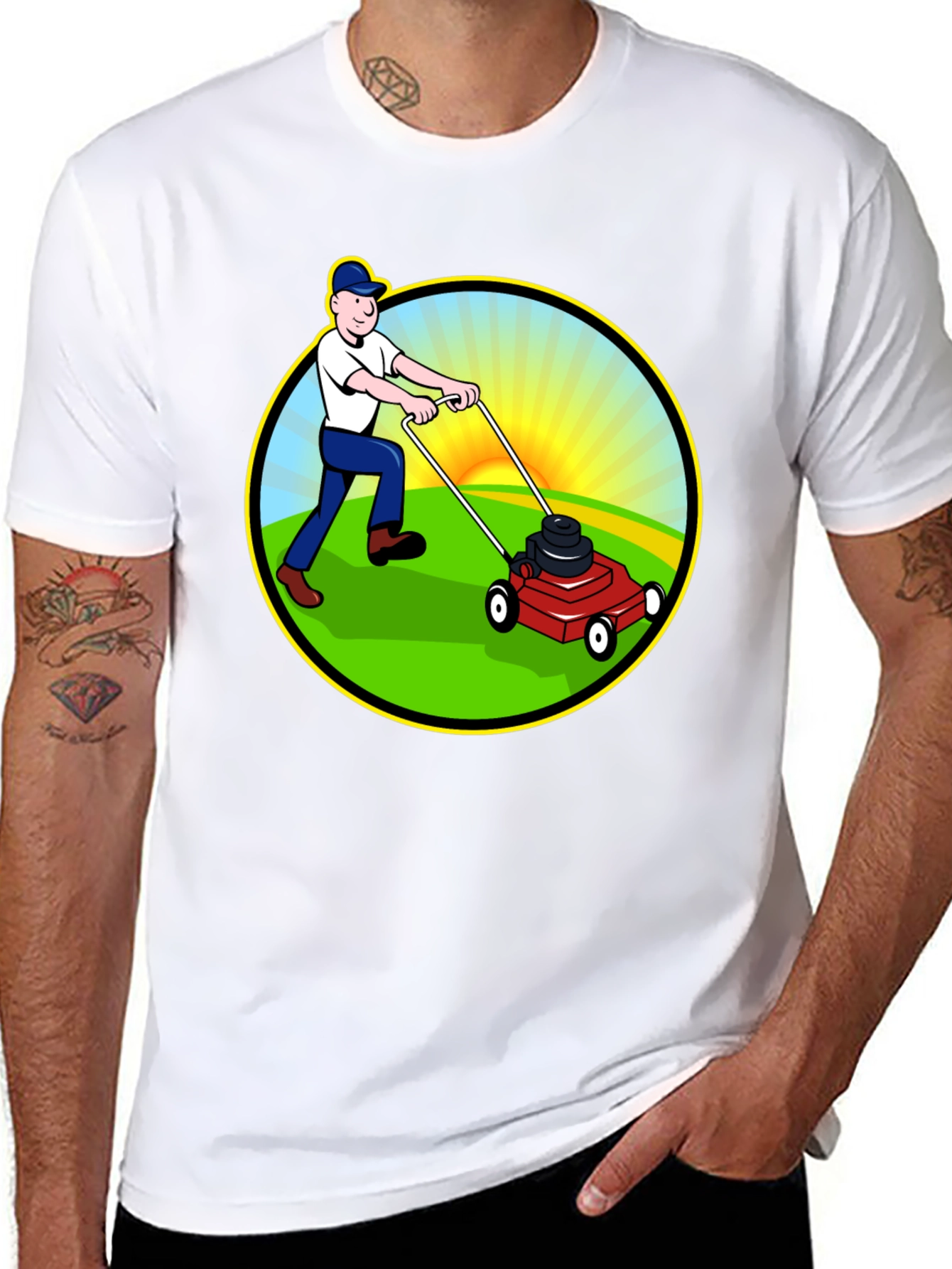 Lawn Mower T-Shirt - Cartoon Graphic