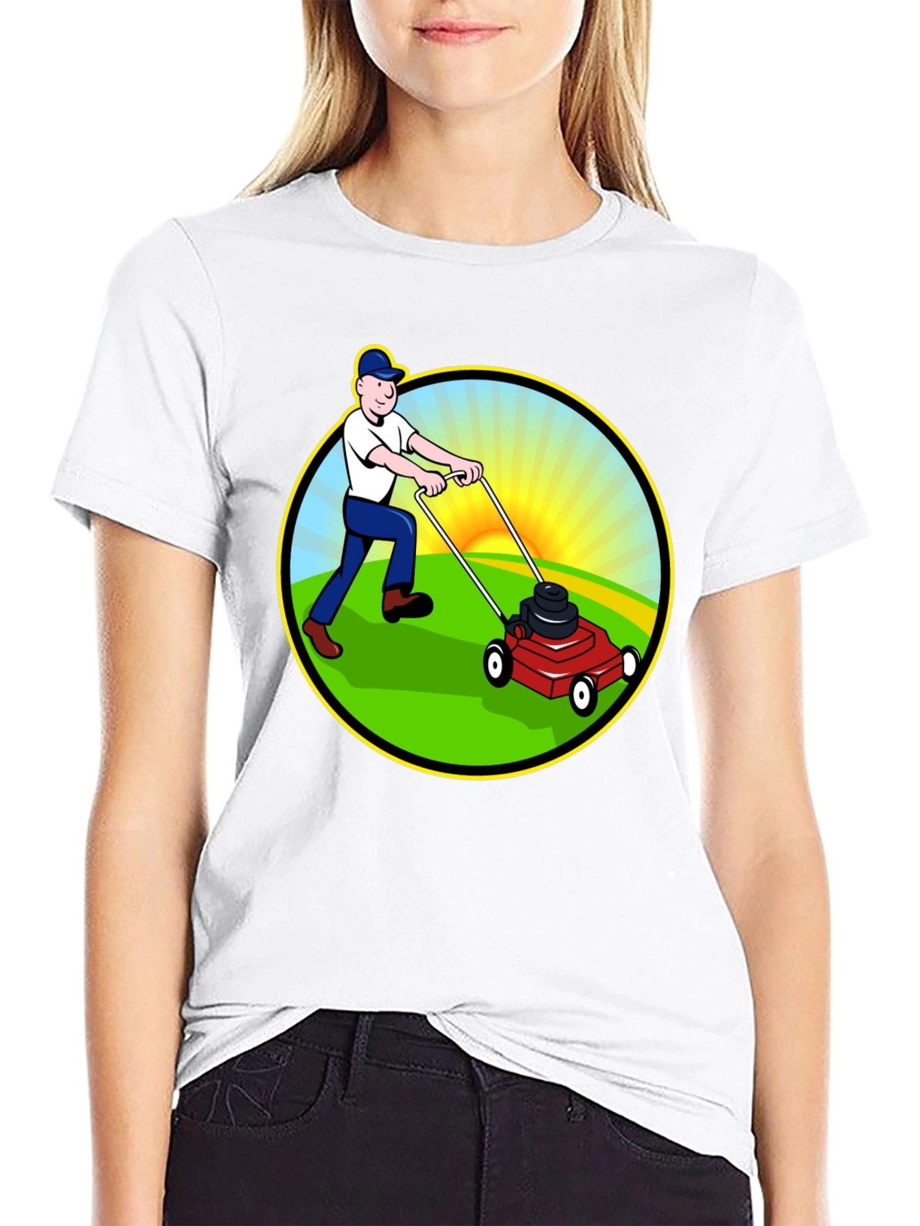 Lawn Mower T-Shirt - Cartoon Graphic