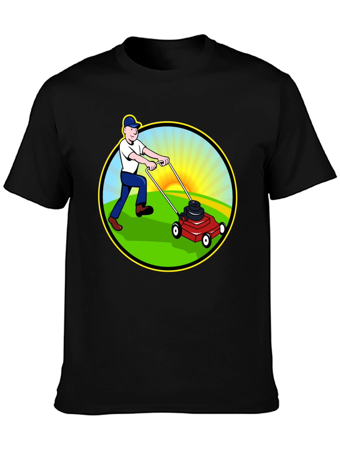 Lawn Mower T-Shirt - Cartoon Graphic