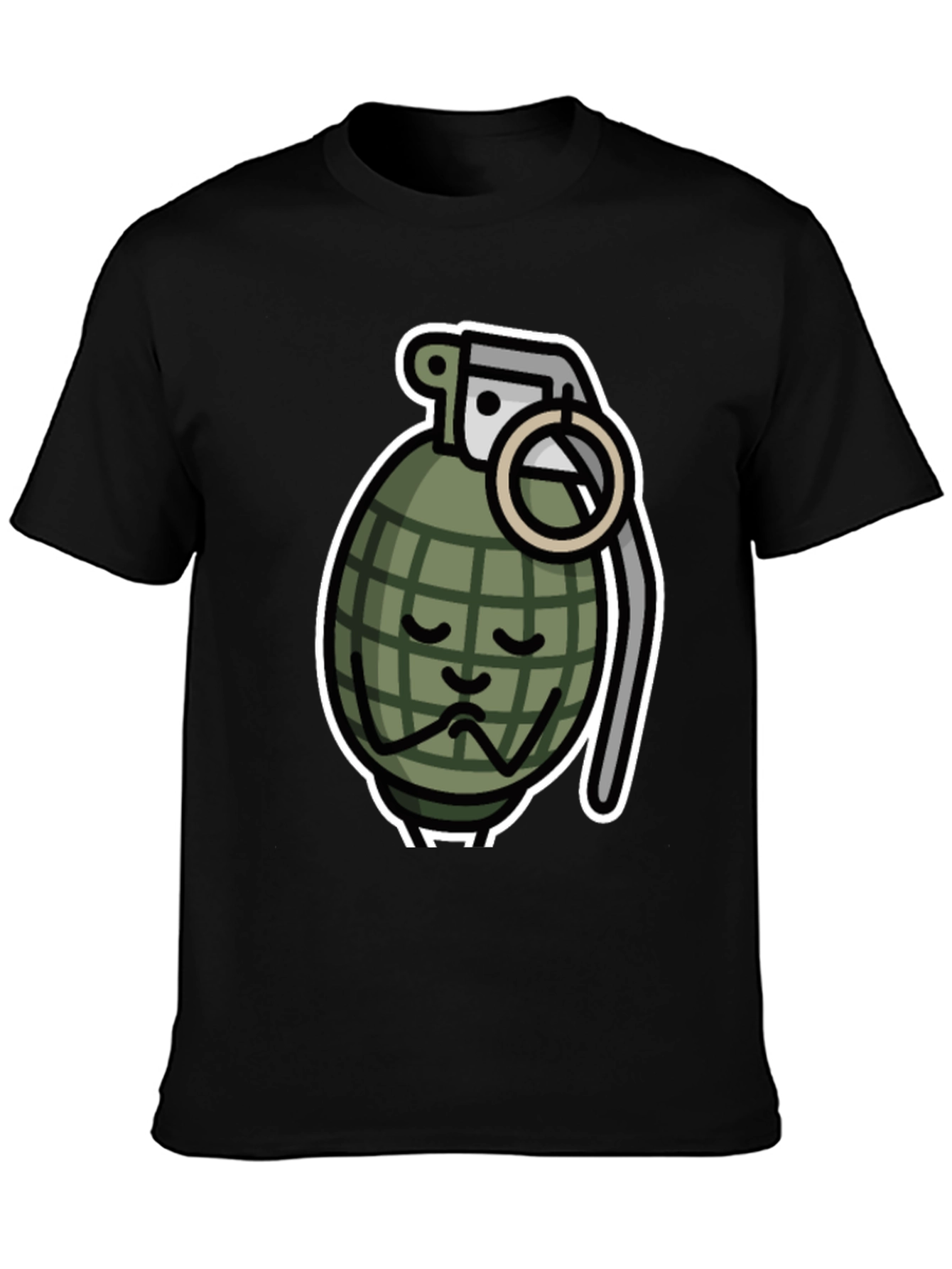 Sad Grenade Graphic T-Shirt - Black