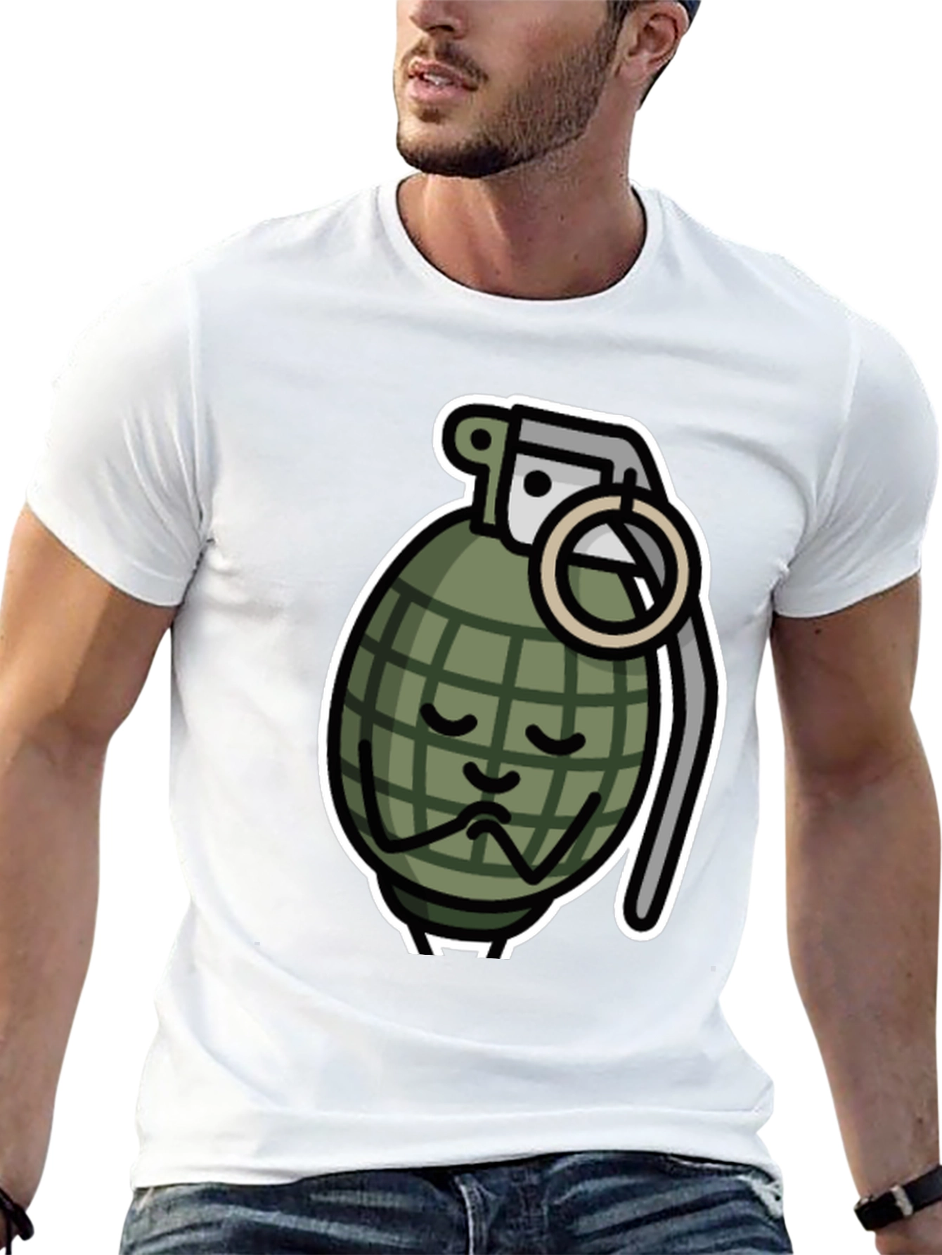 Sad Grenade Graphic T-Shirt - Black