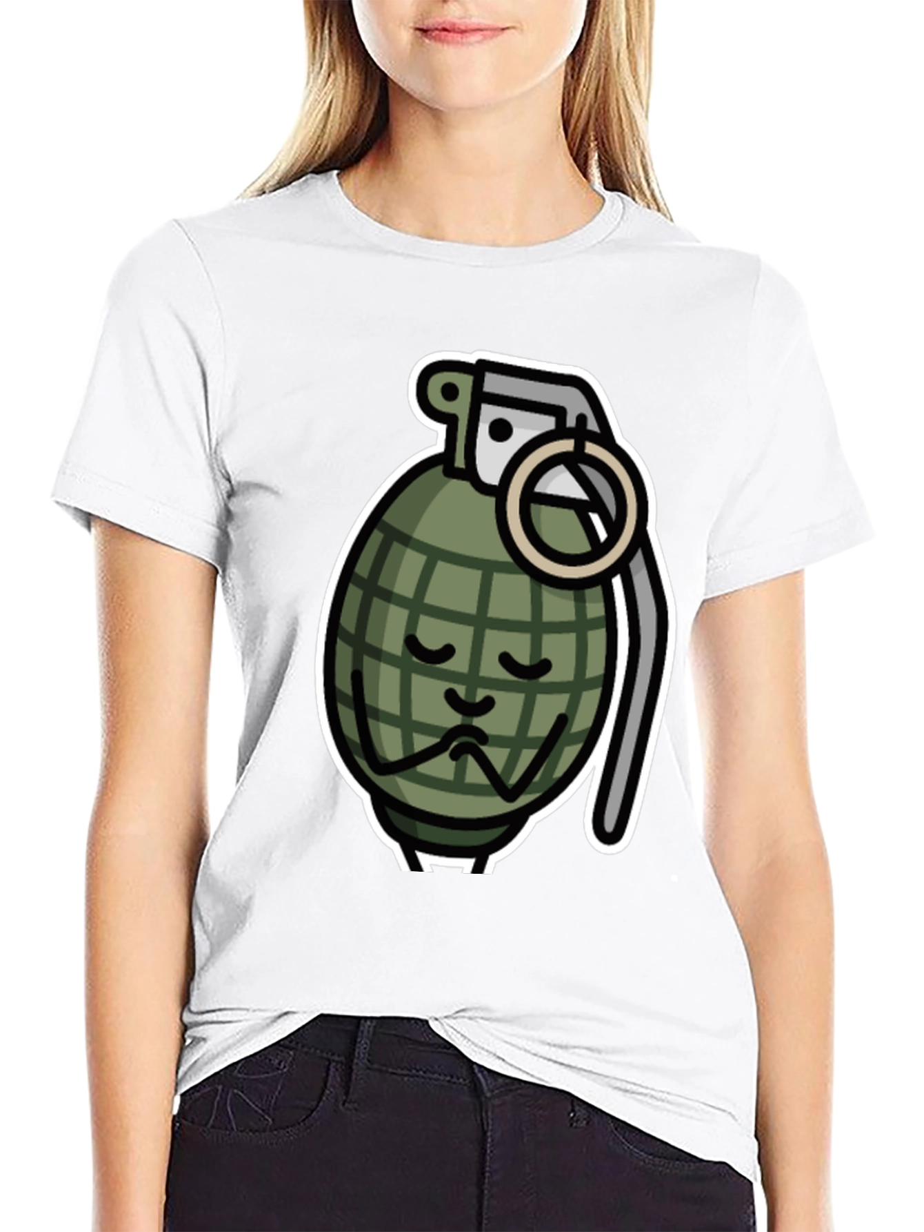 Sad Grenade Graphic T-Shirt - Black