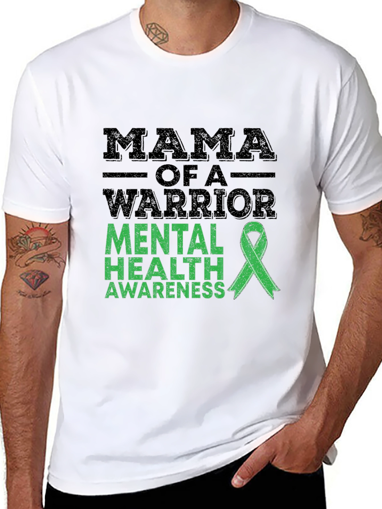 Mama Warrior Mental Health Awareness Ribbon T-Shirt