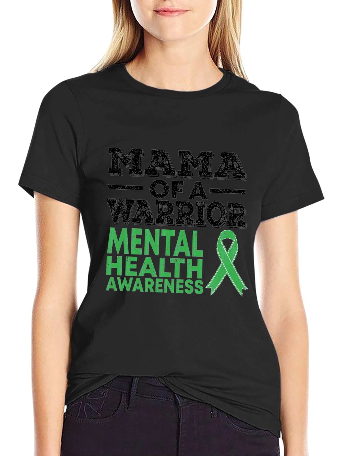 Mama Warrior Mental Health Awareness Ribbon T-Shirt