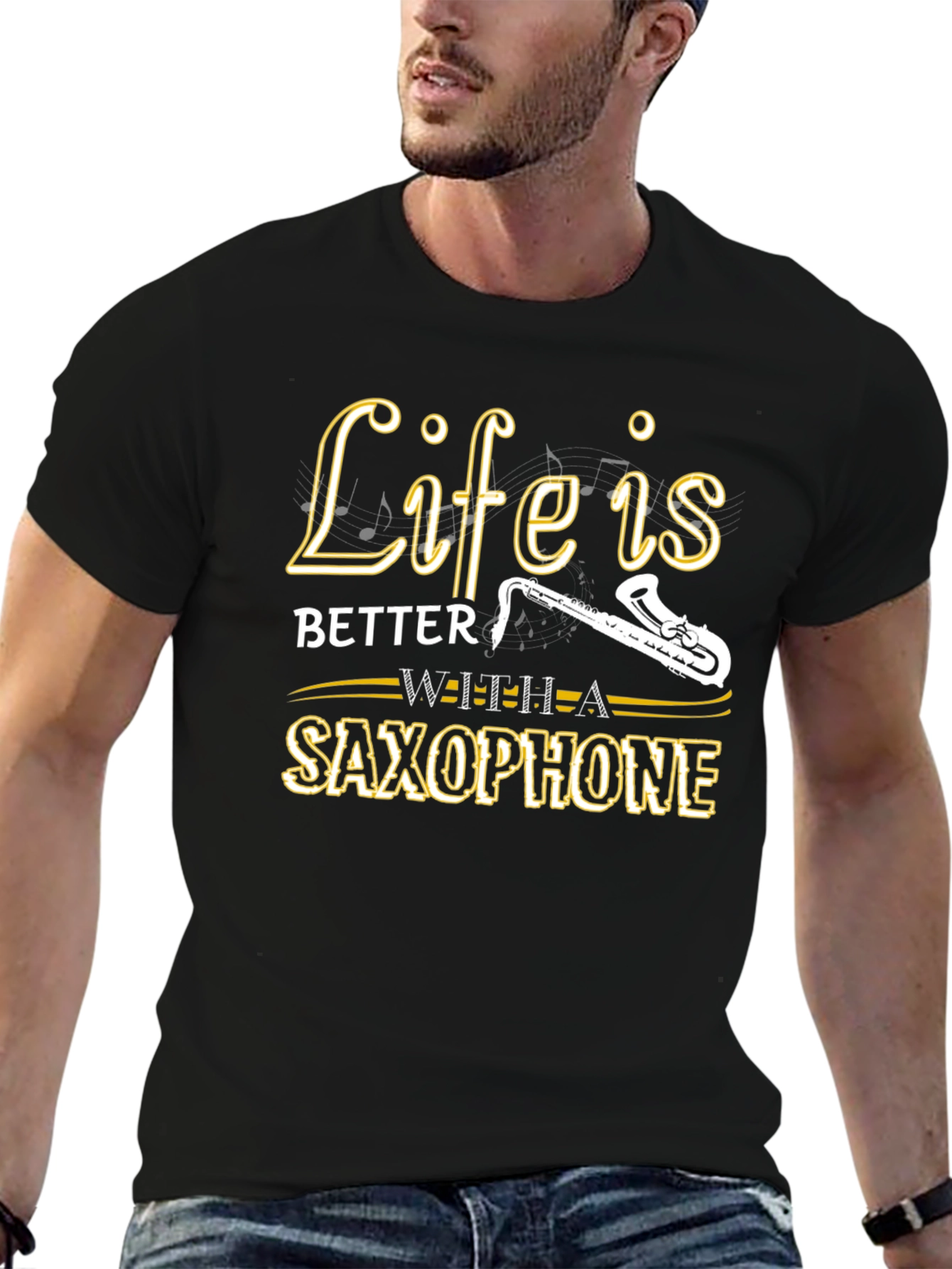 Life is Better with a Saxophone Graphic T-Shirt