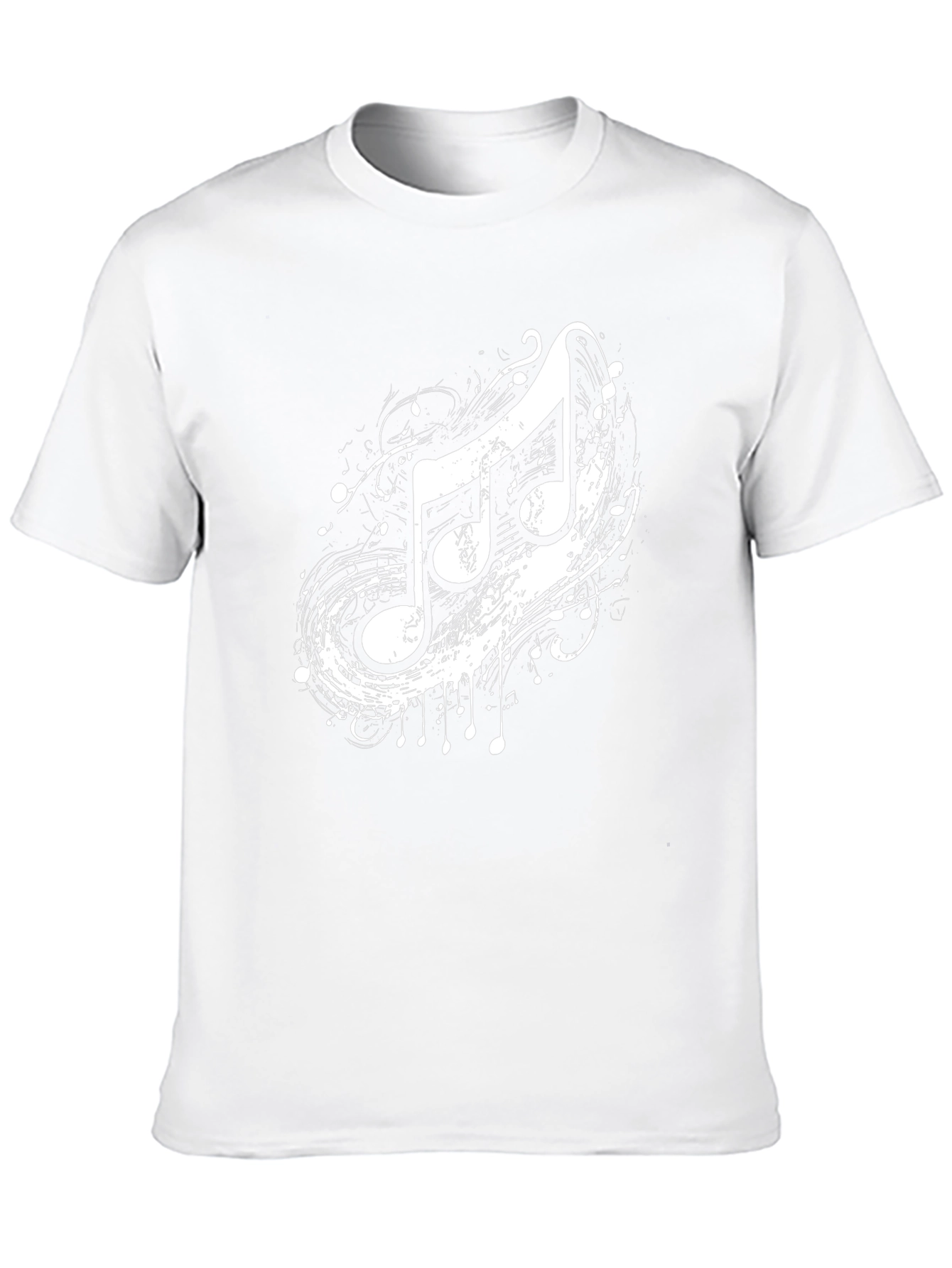 Music Notes Graphic Tee - Black Cotton T-Shirt
