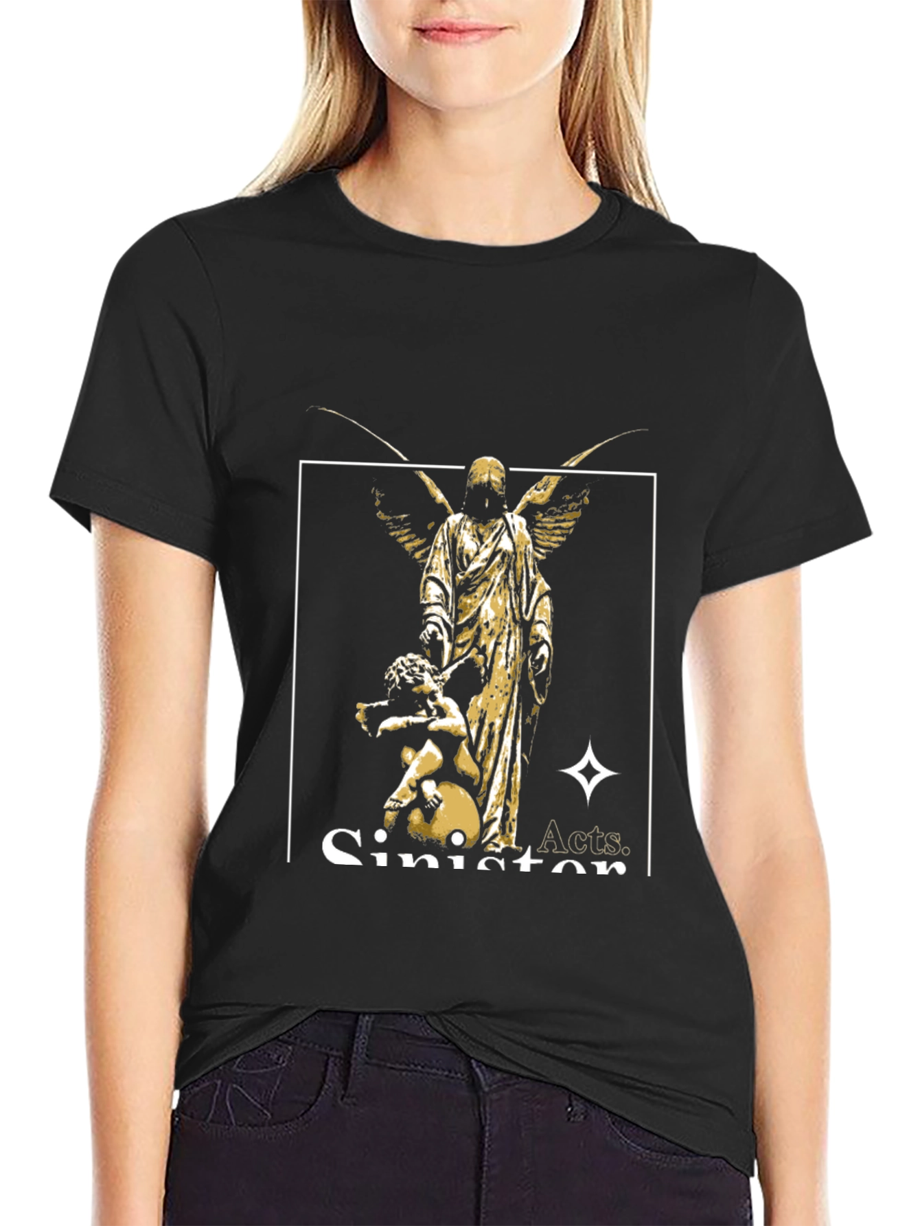 Sinister Acts Graphic Print Black T-Shirt