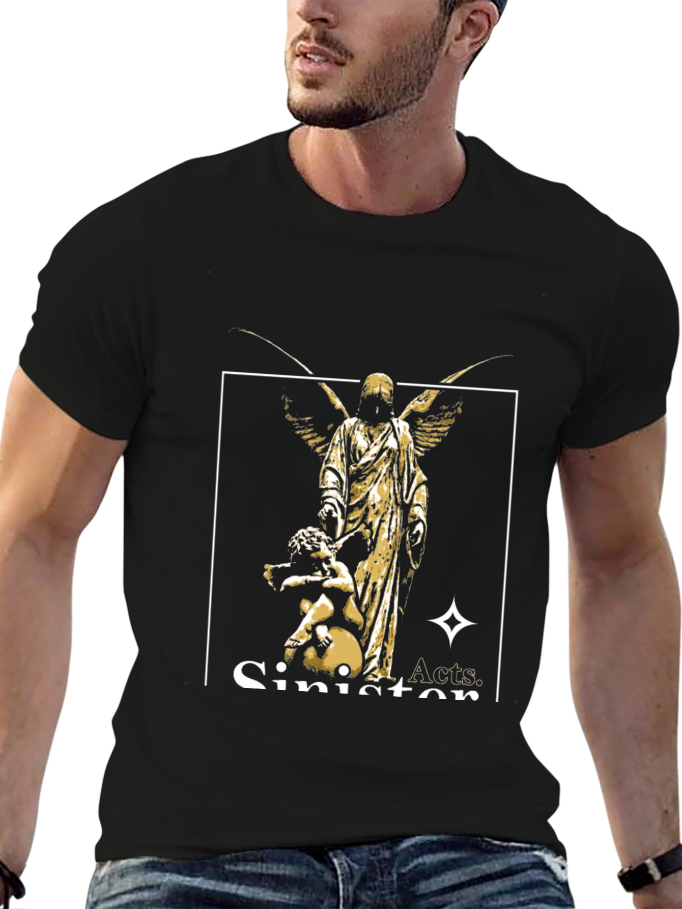 Sinister Acts Graphic Print Black T-Shirt