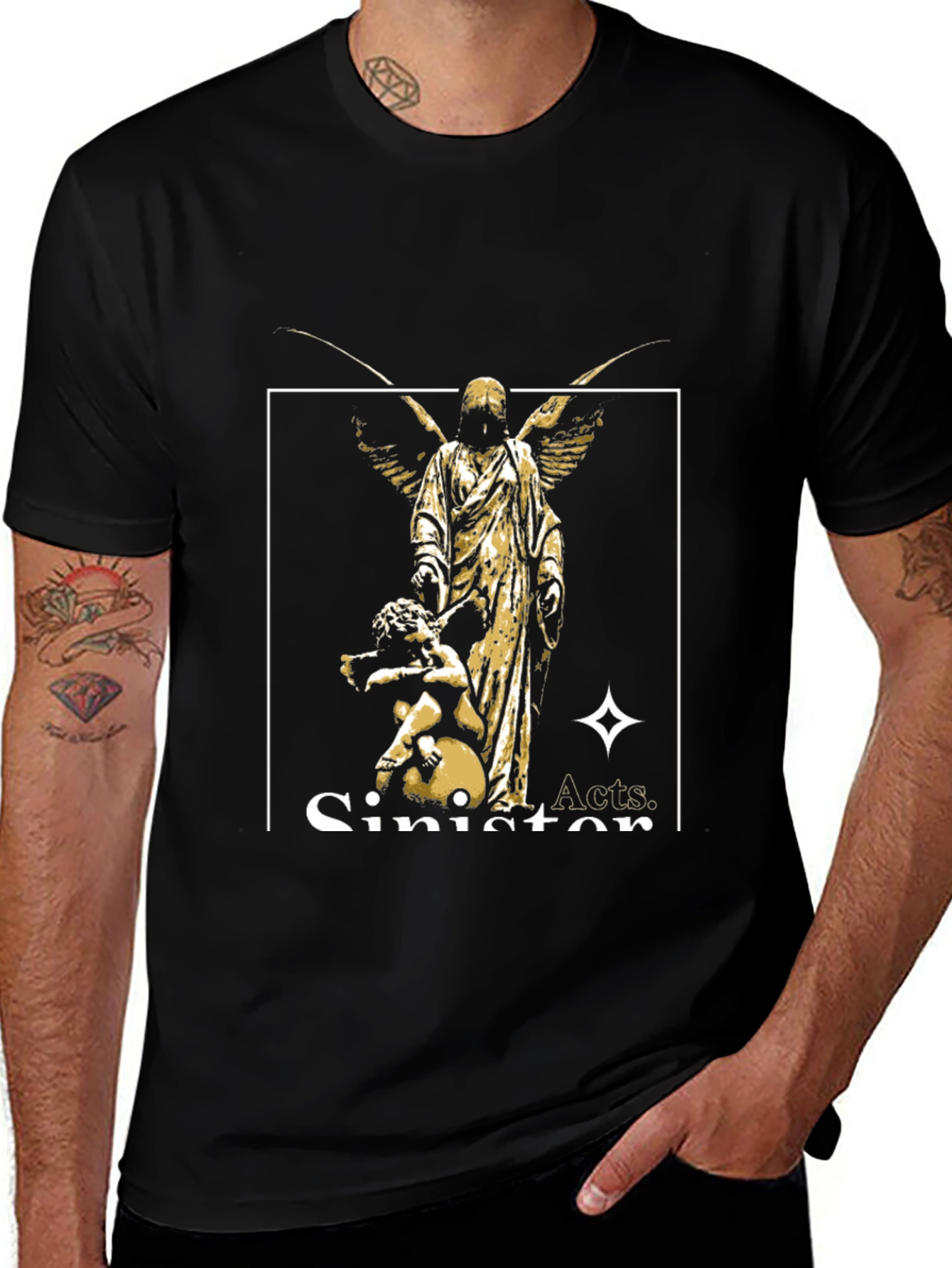 Sinister Acts Graphic Print Black T-Shirt