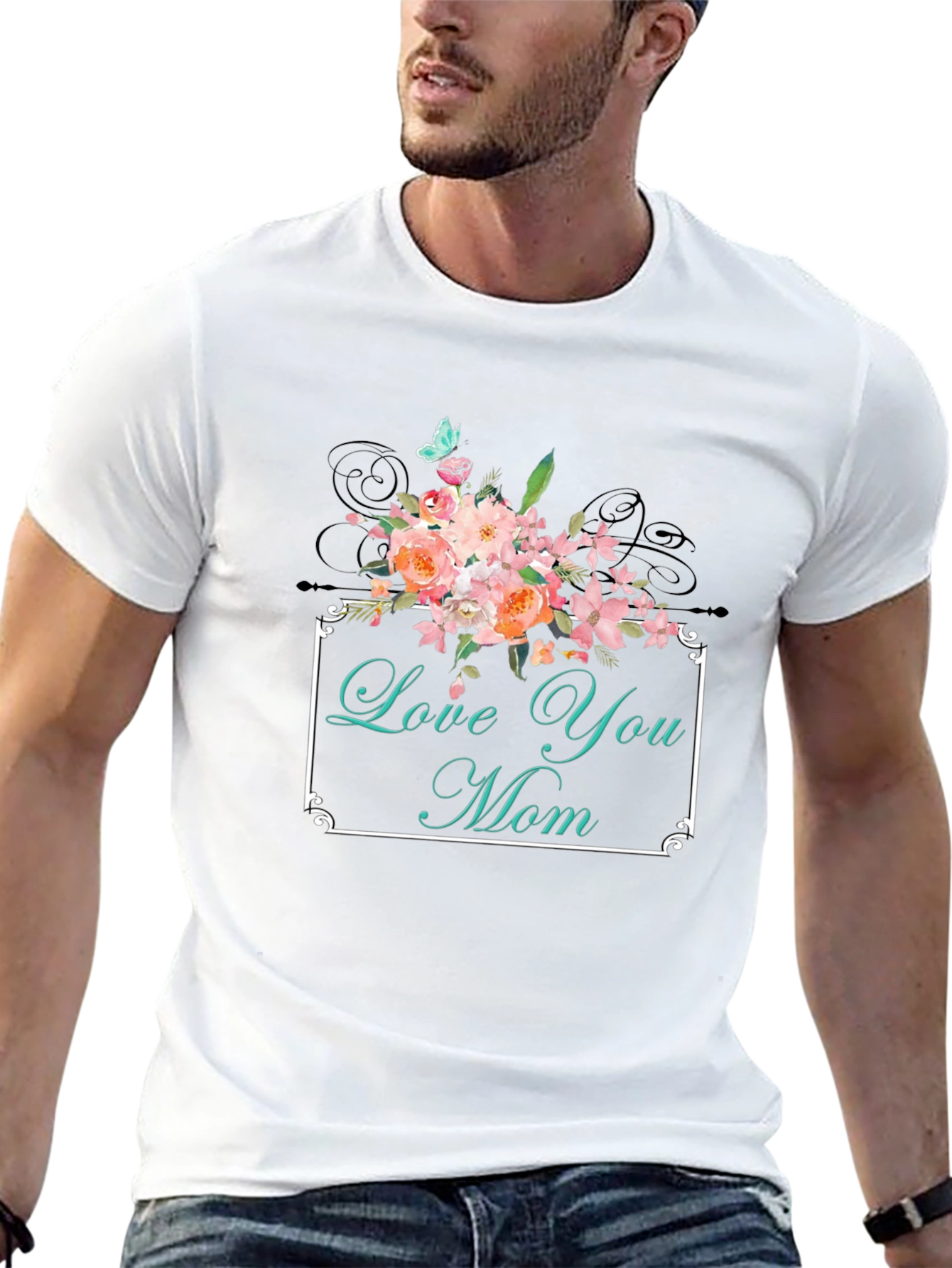 Love You Mom Floral Graphic T-Shirt
