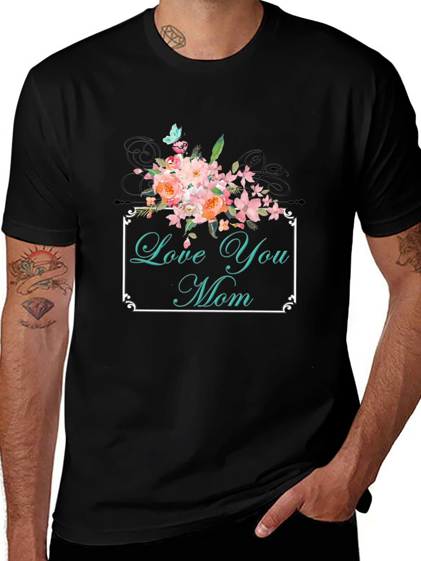 Love You Mom Floral Graphic T-Shirt
