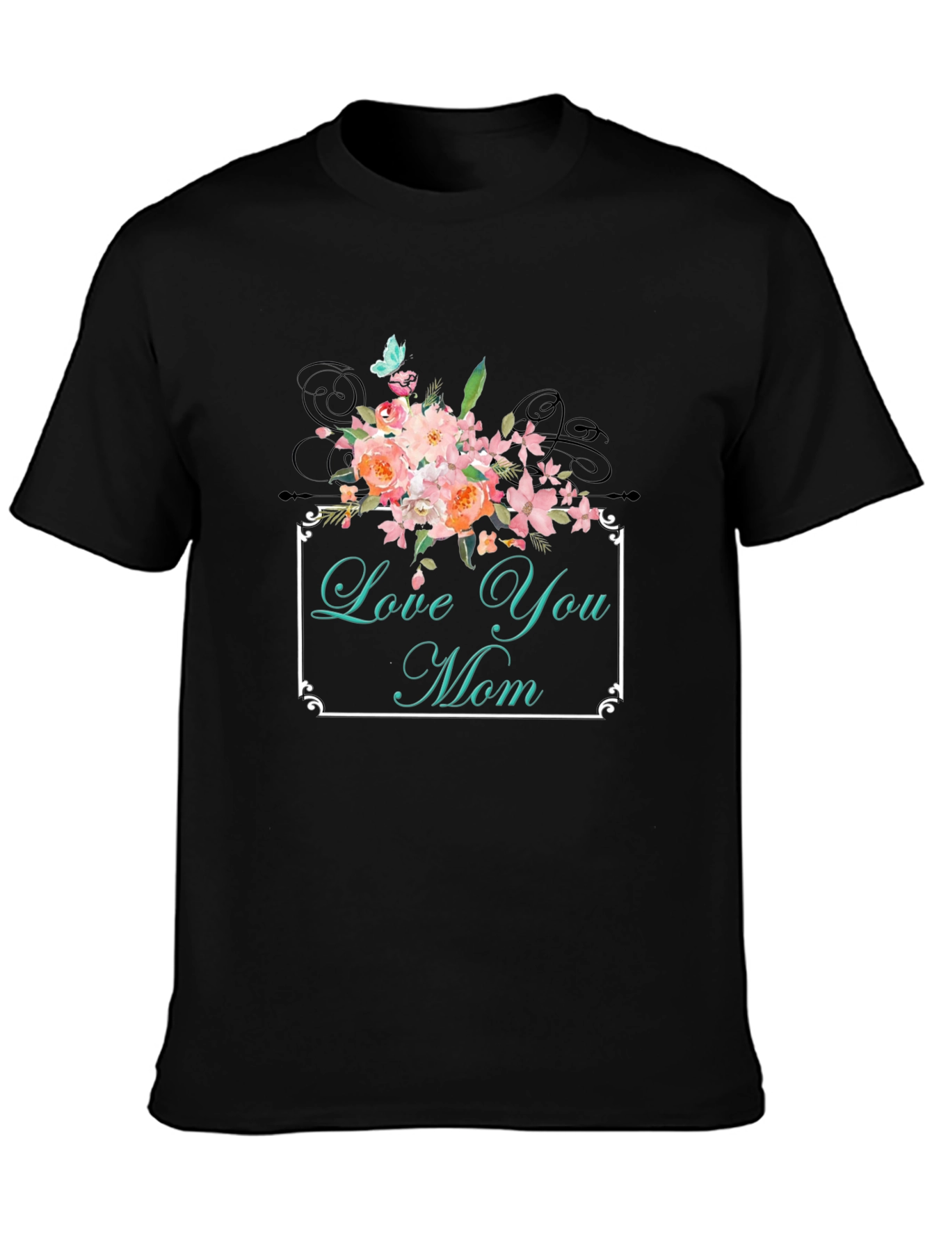 Love You Mom Floral Graphic T-Shirt