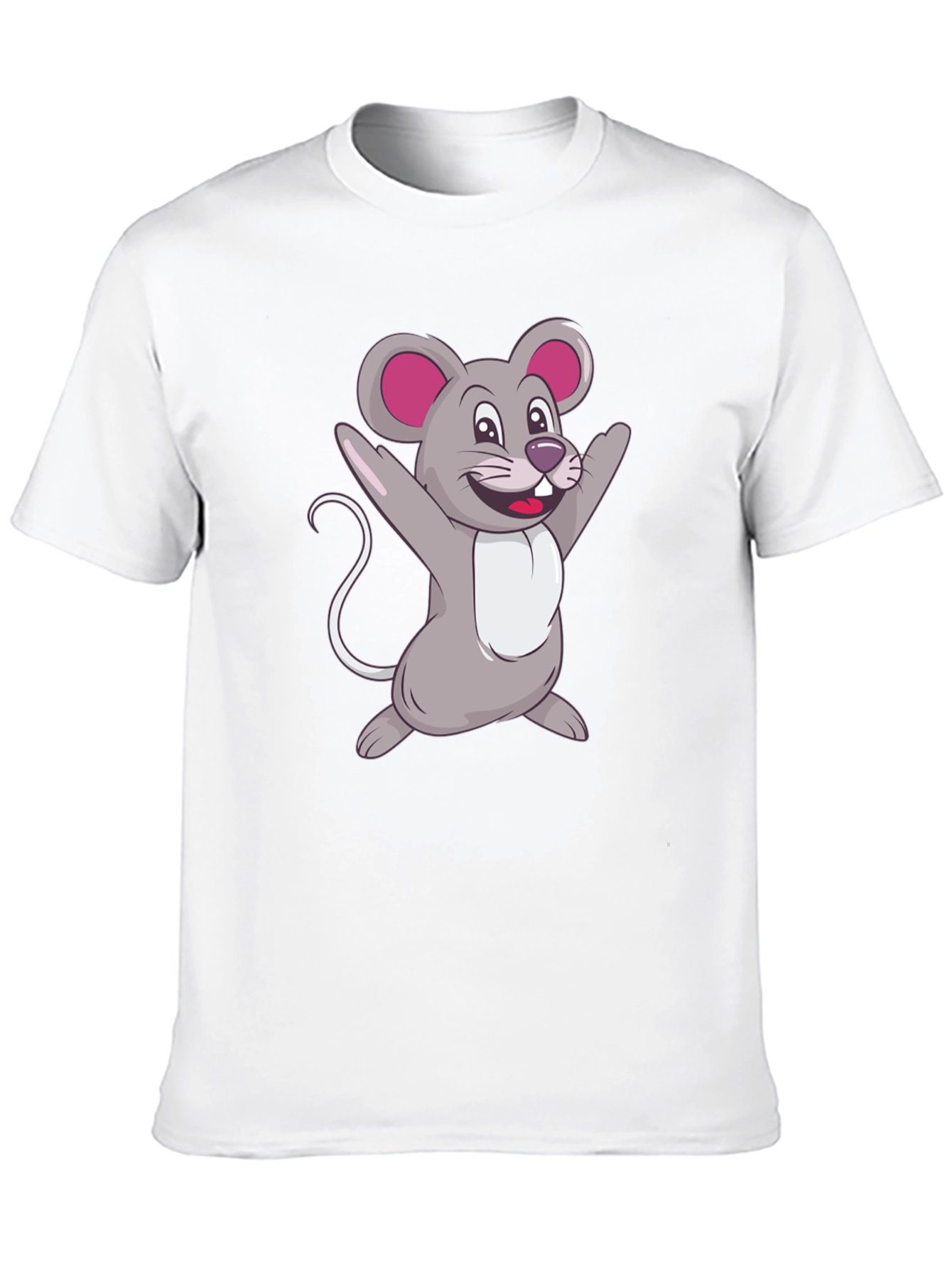 Cartoon Mouse Graphic Tee - Black Casual T-Shirt