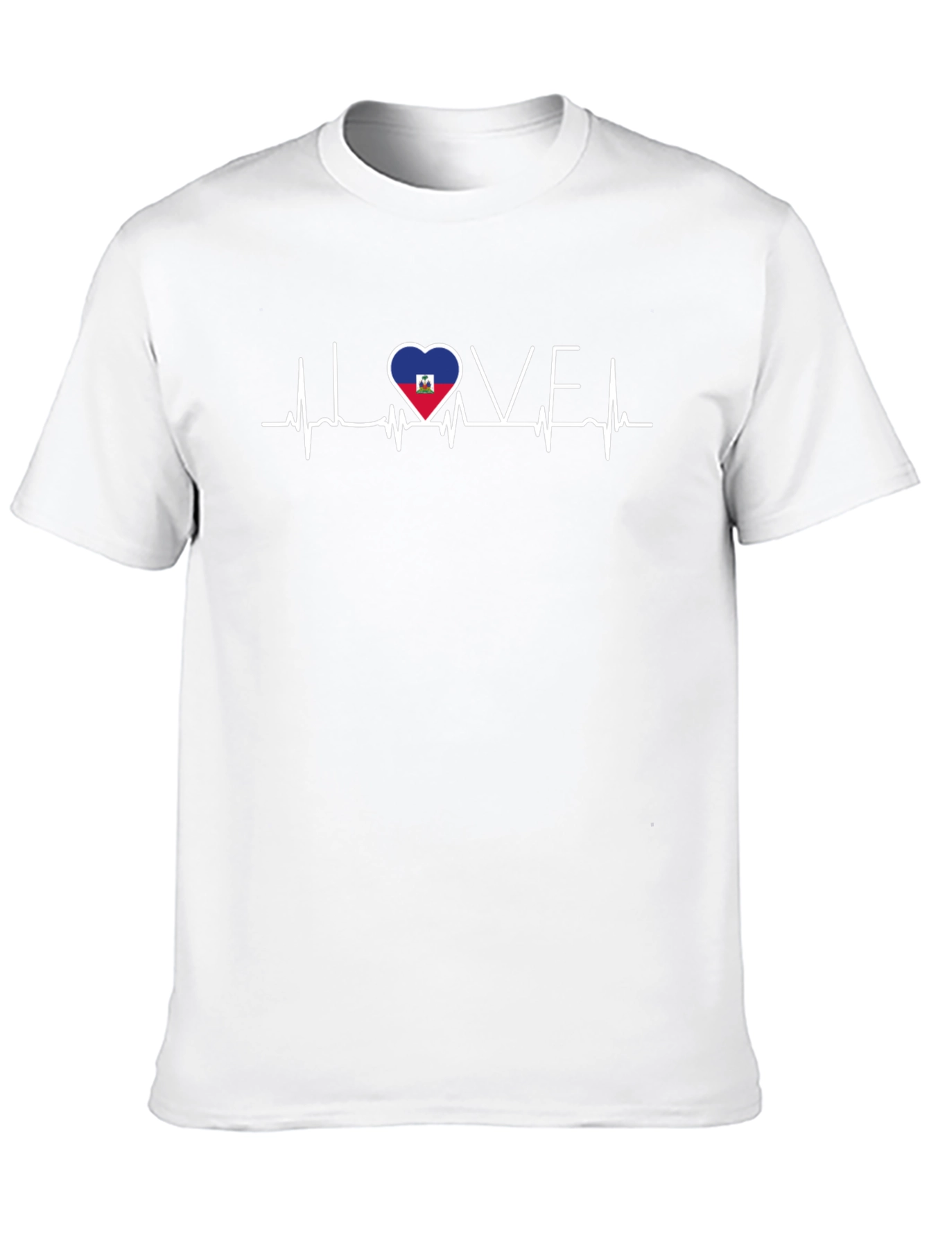 I Love Haiti Heartbeat Flag T-Shirt
