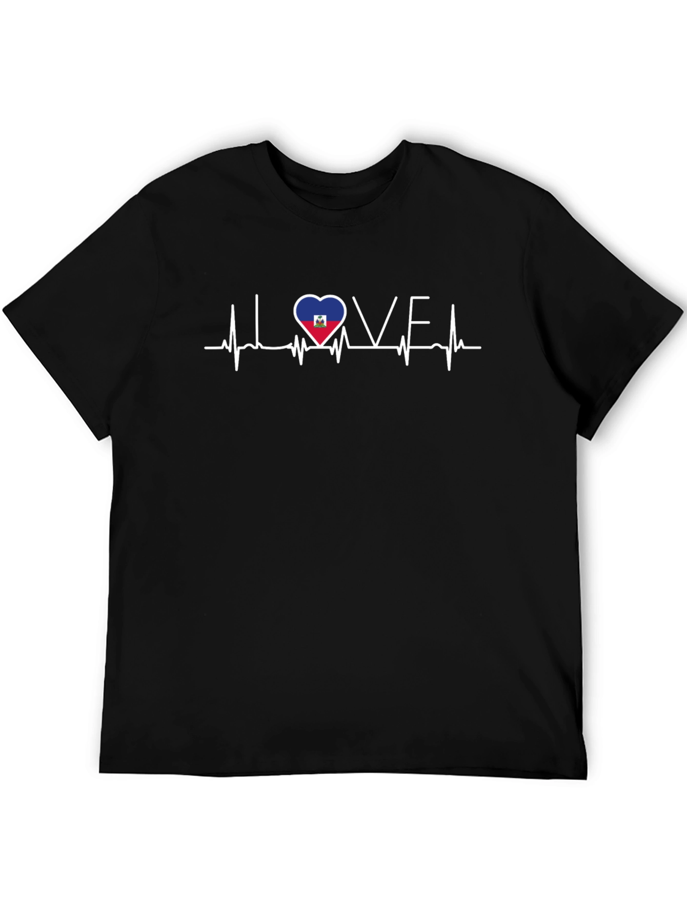 I Love Haiti Heartbeat Flag T-Shirt